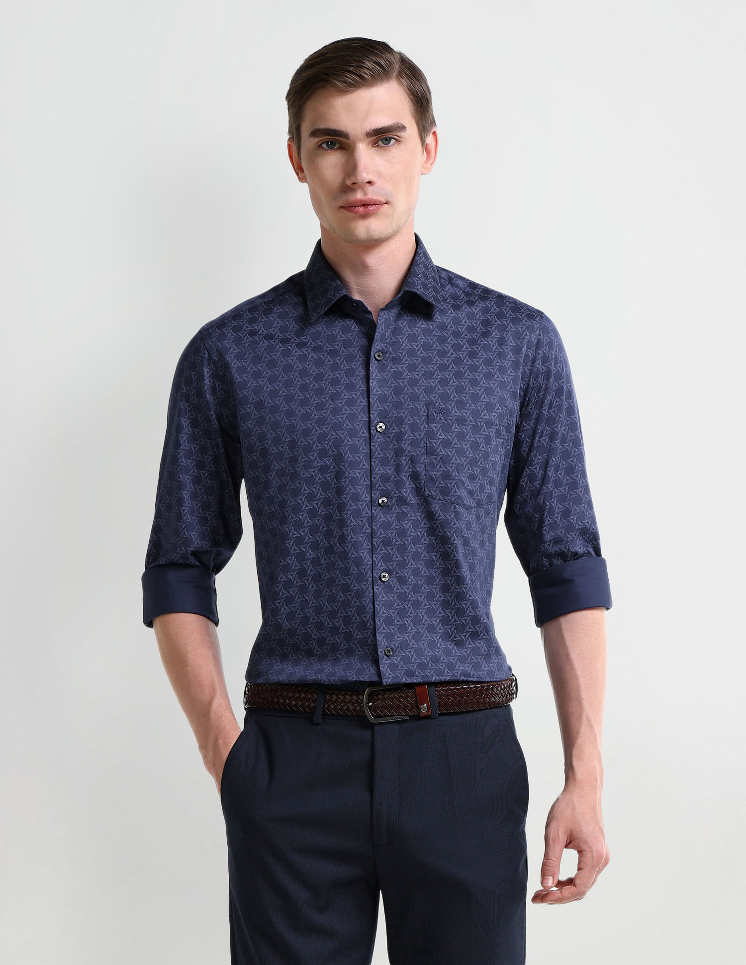 Arrow Geometric Print Satin Shirt