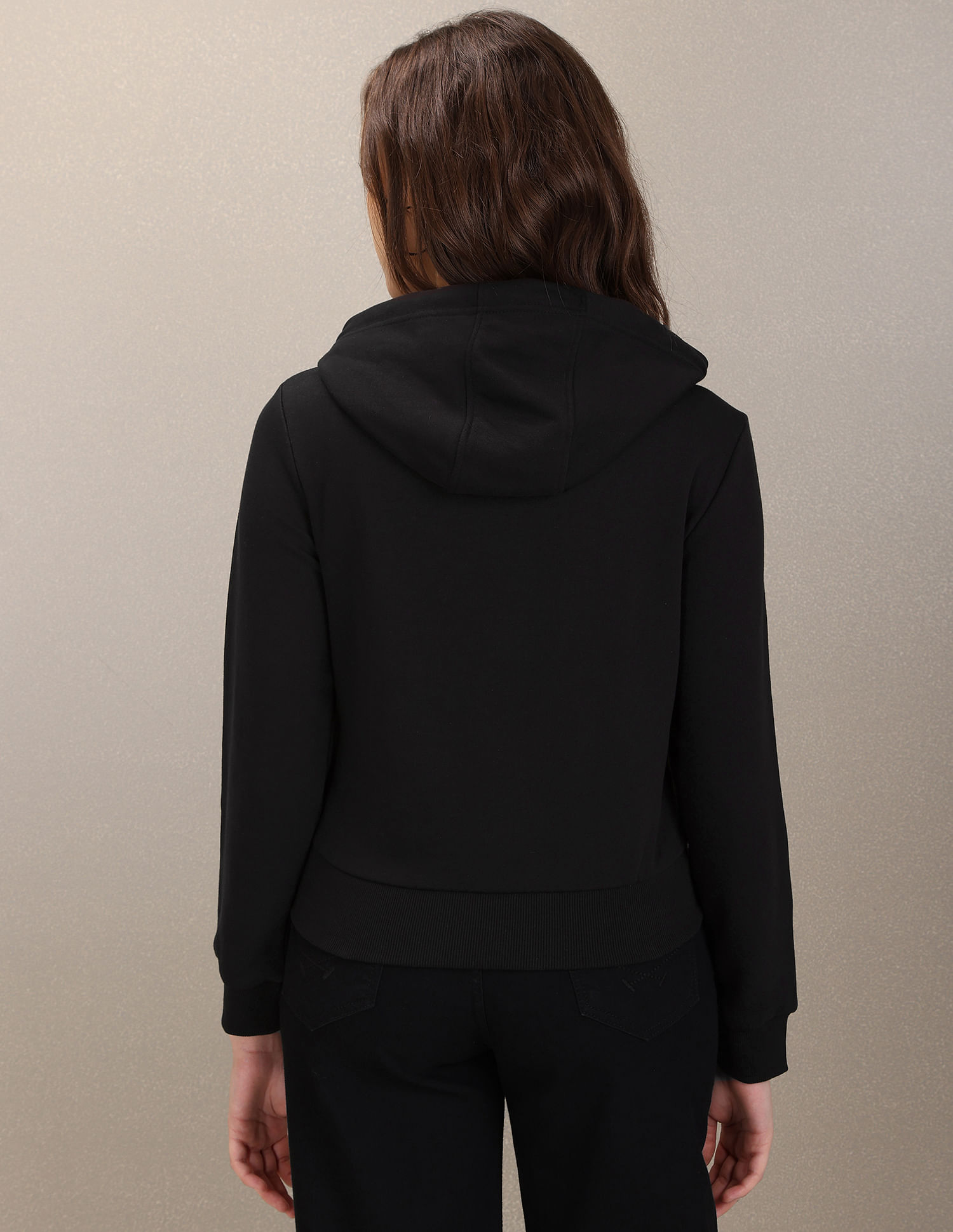 U.S. Polo Assn. Women Full Zip Placket Solid Sweatshirt