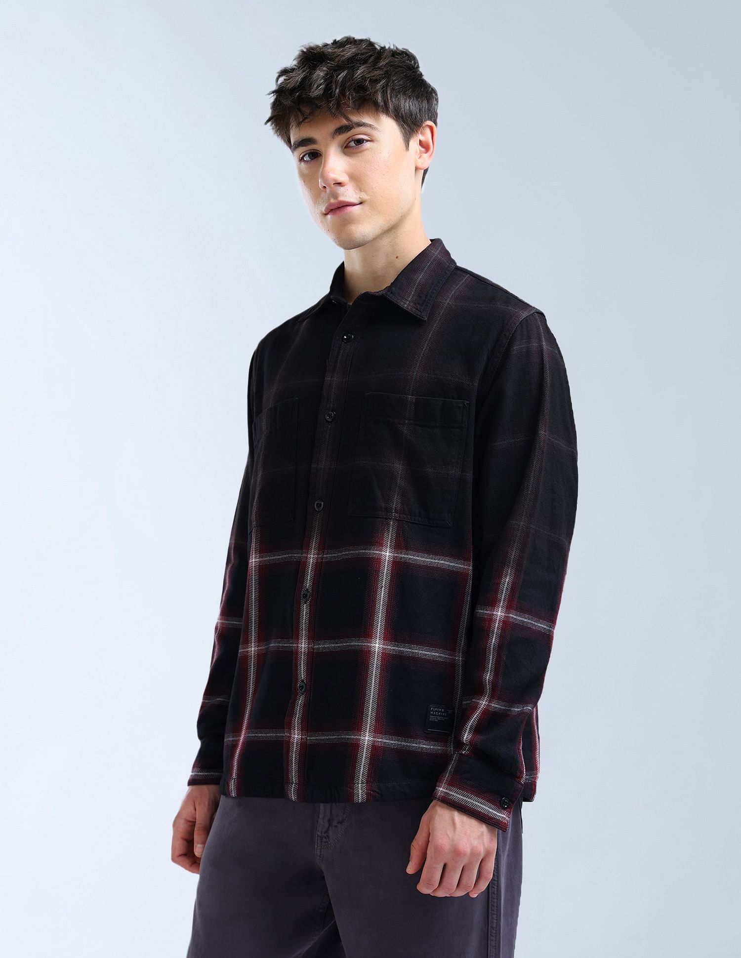 Flying Machine Tartan Checked Pure Cotton Shacket