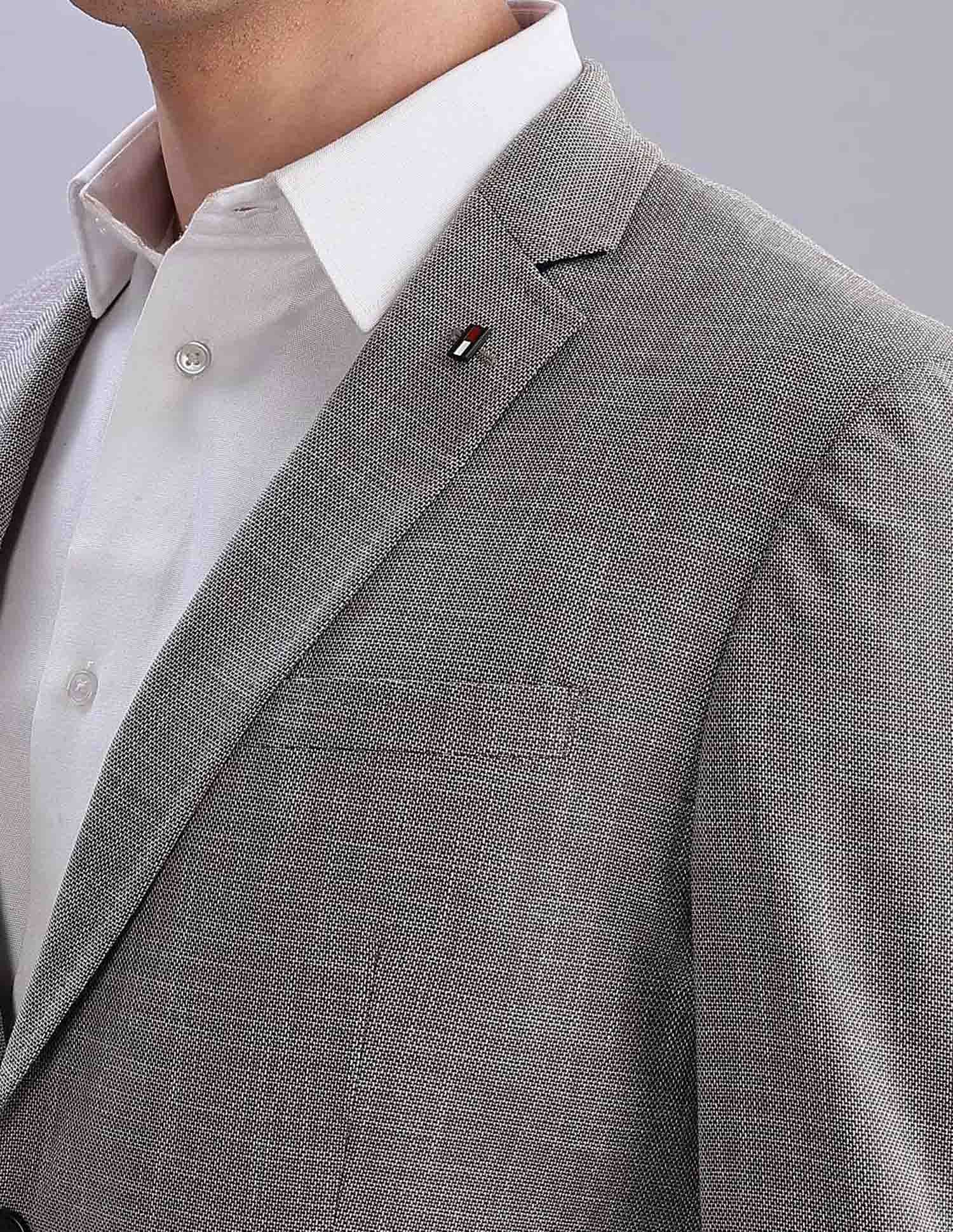 Tommy Hilfiger Self-Design Regular-Fit Polyester Single Breasted Blazer