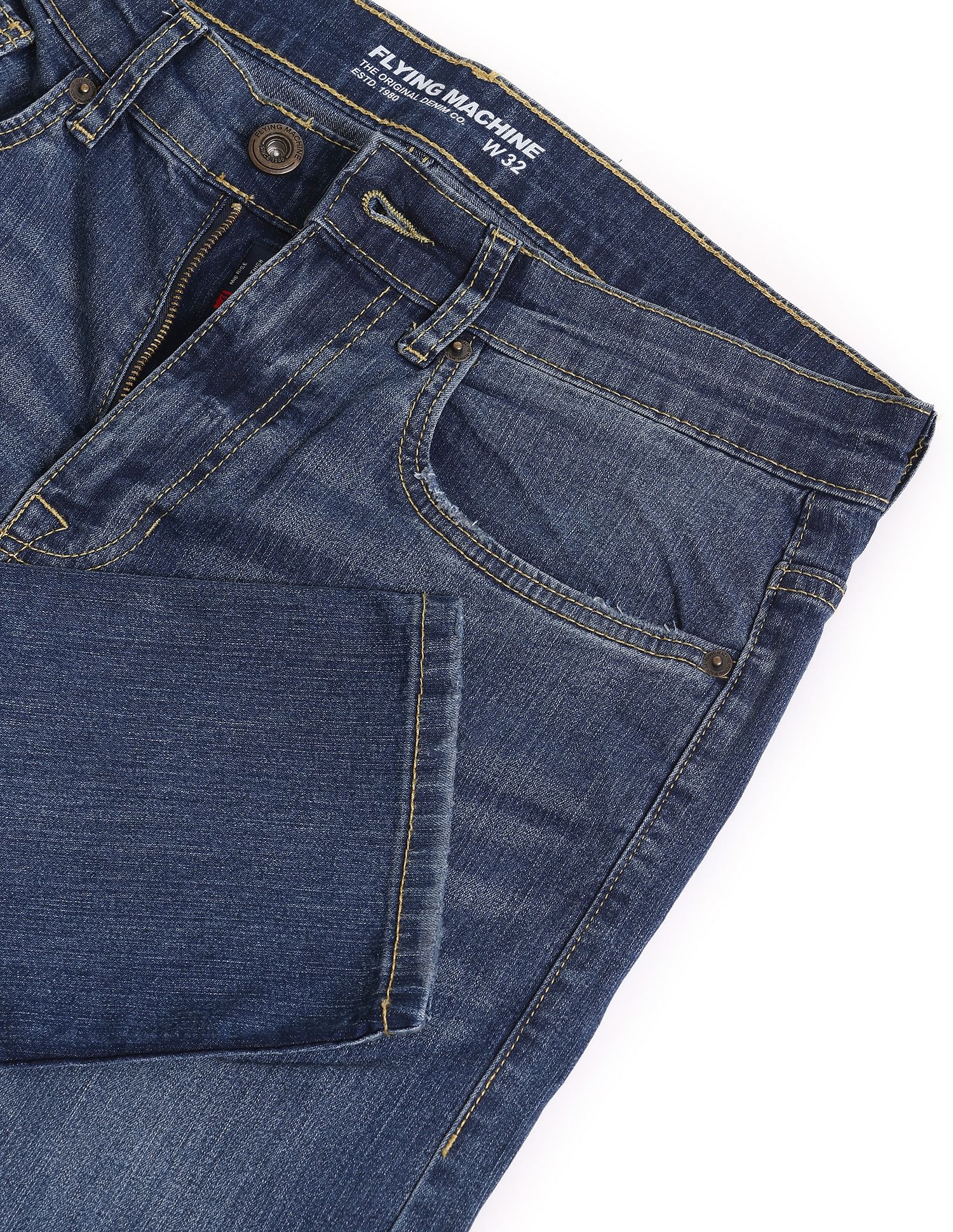 Flying Machine Stone Wash Slash Slim Tapered Fit Jeans