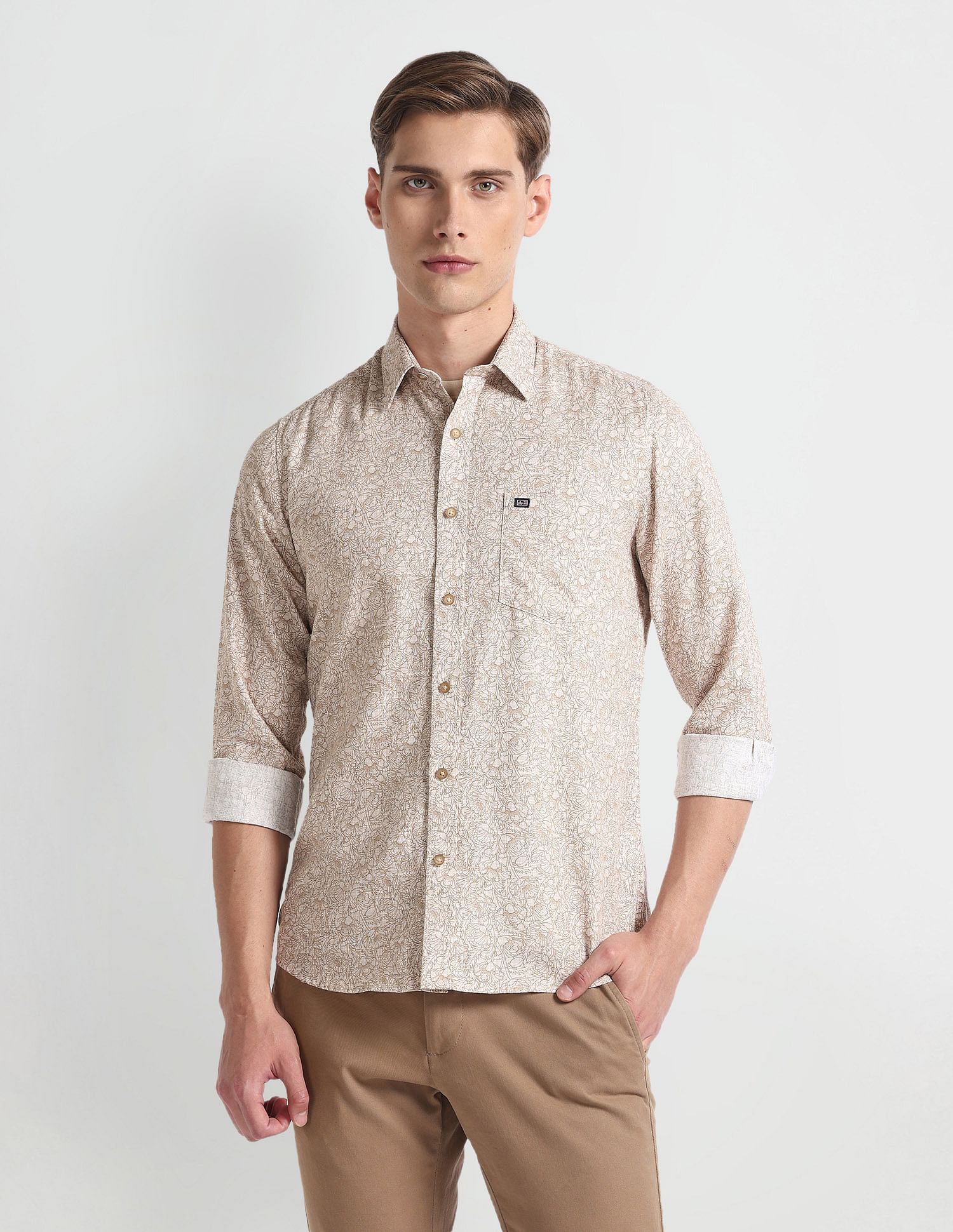 Arrow Sports Pure Cotton Floral Print Shirt