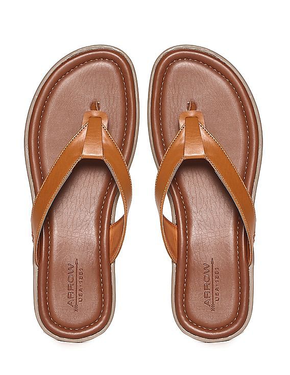 Buy Arrow Brown Solid V Strap Walz Sandals NNNOW