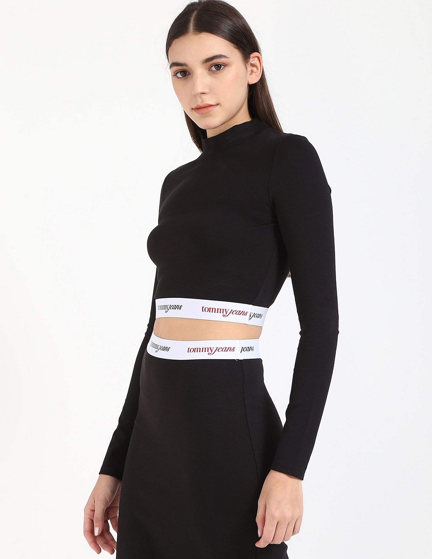 Tommy Hilfiger Regular-Fit Viscose Mock Neck Crop Top
