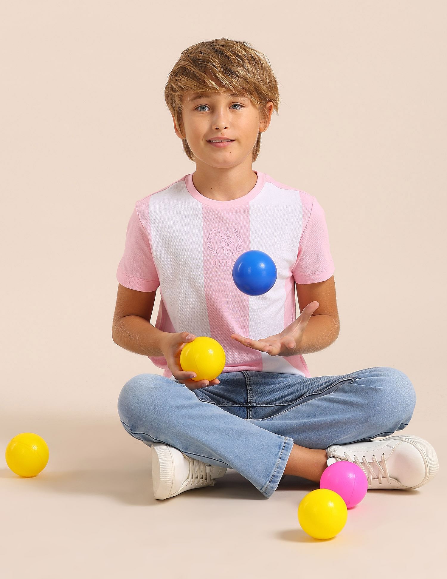 U.S. Polo Assn. Kids Boys Colorblocked Regular Fit T-Shirt