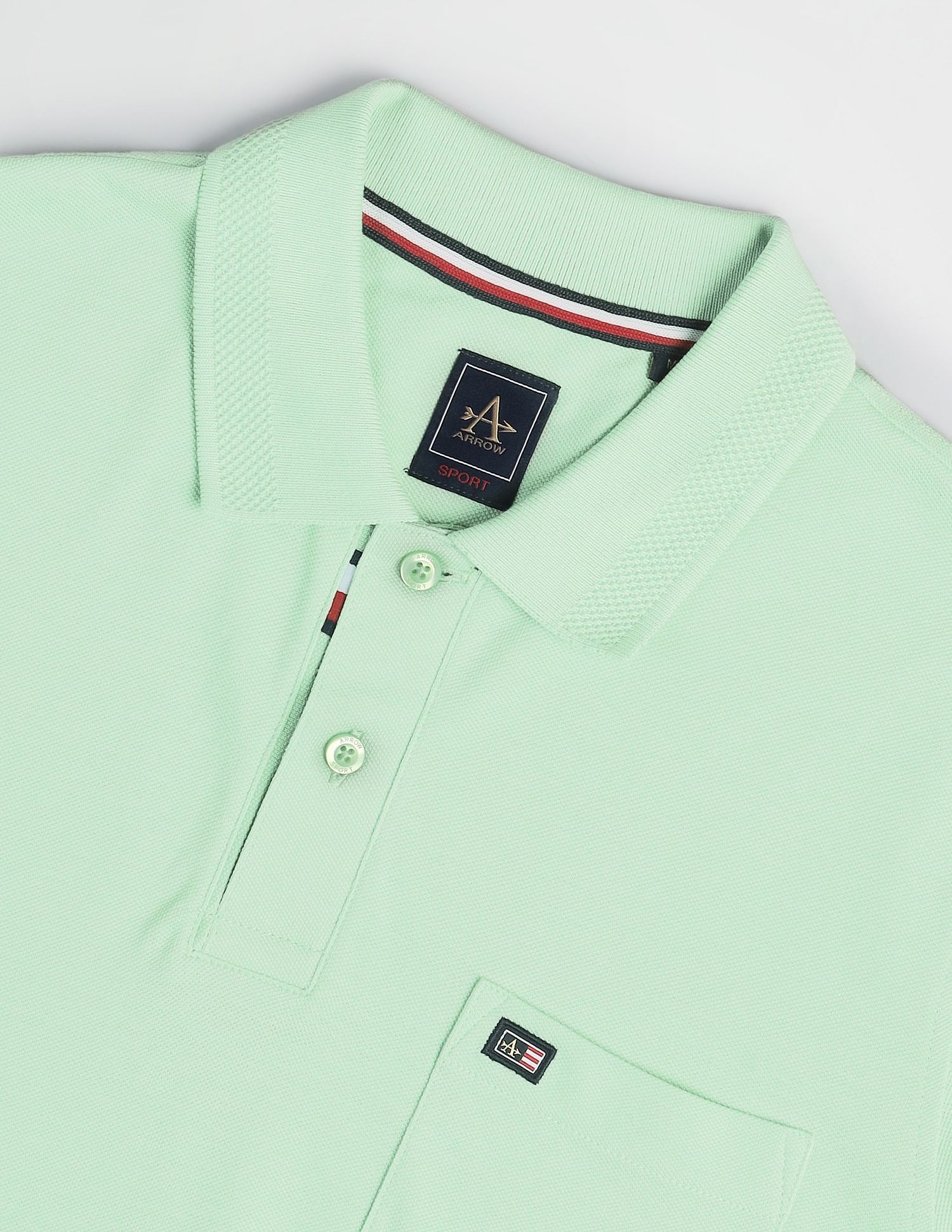 Arrow Sports Patterned Collar Solid Polo Shirt