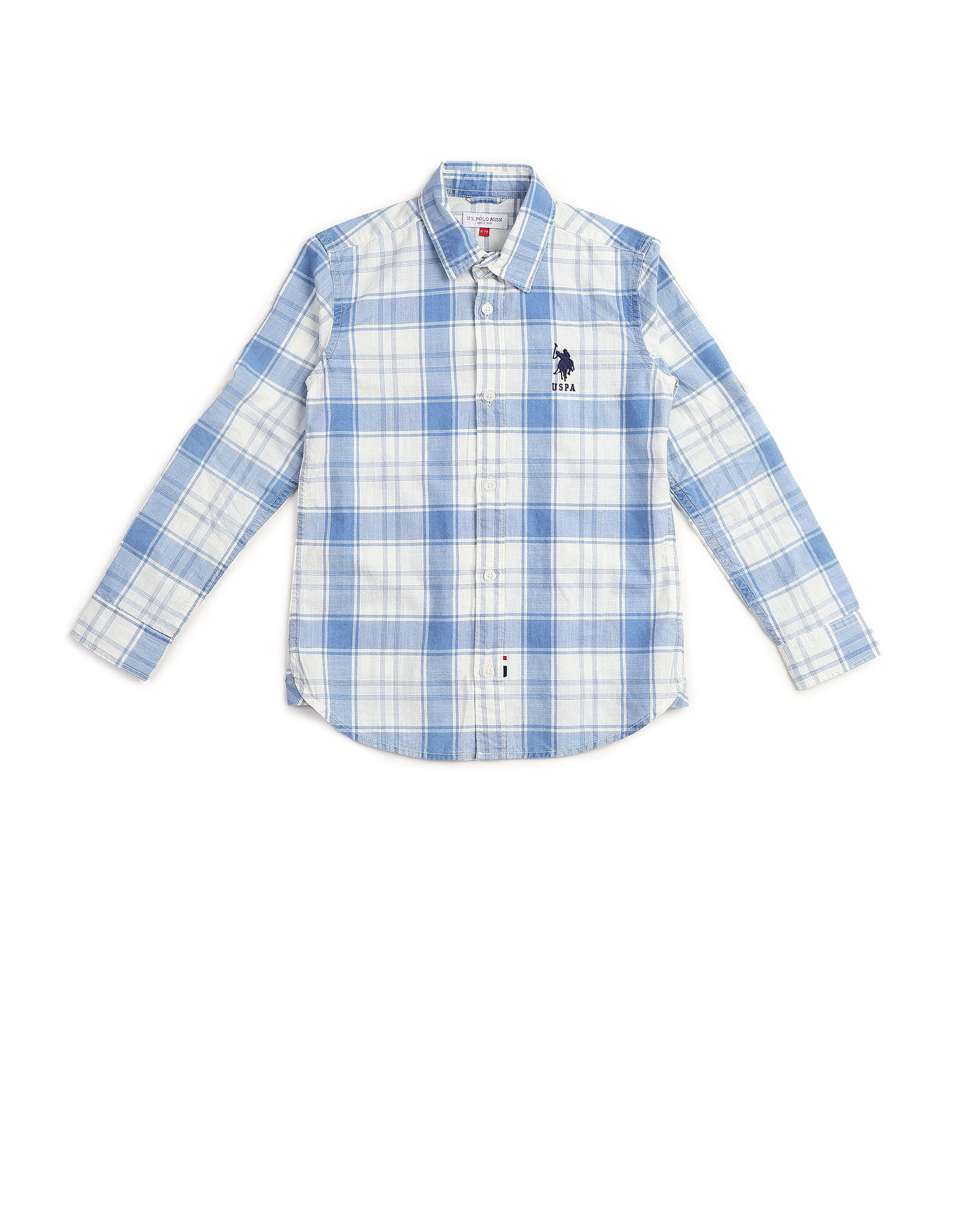 U.S. Polo Assn. Kids Boys Tartan Checked Regular Fit Shirt