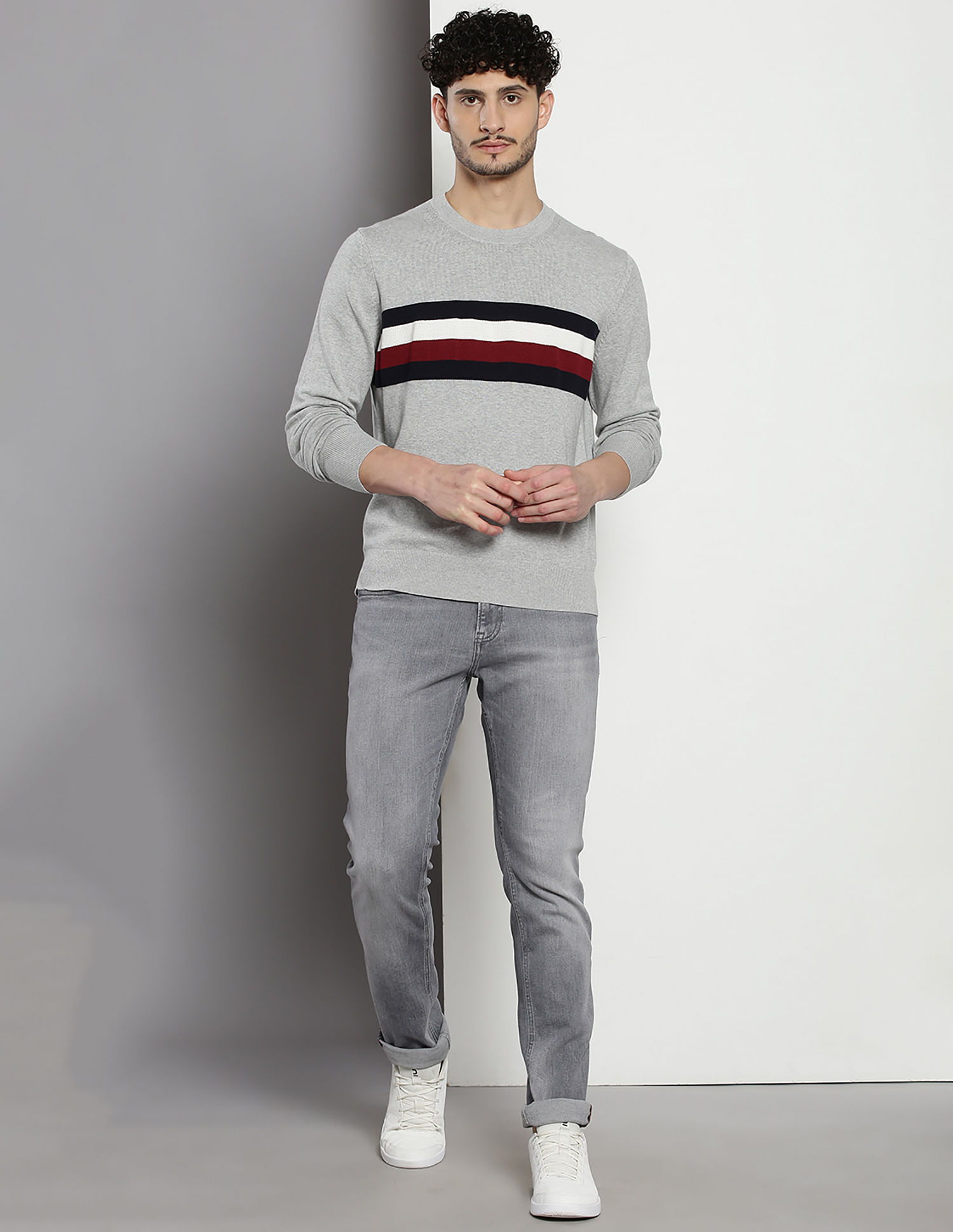 Tommy Hilfiger Transitional Cotton Brand Stripe Sweater