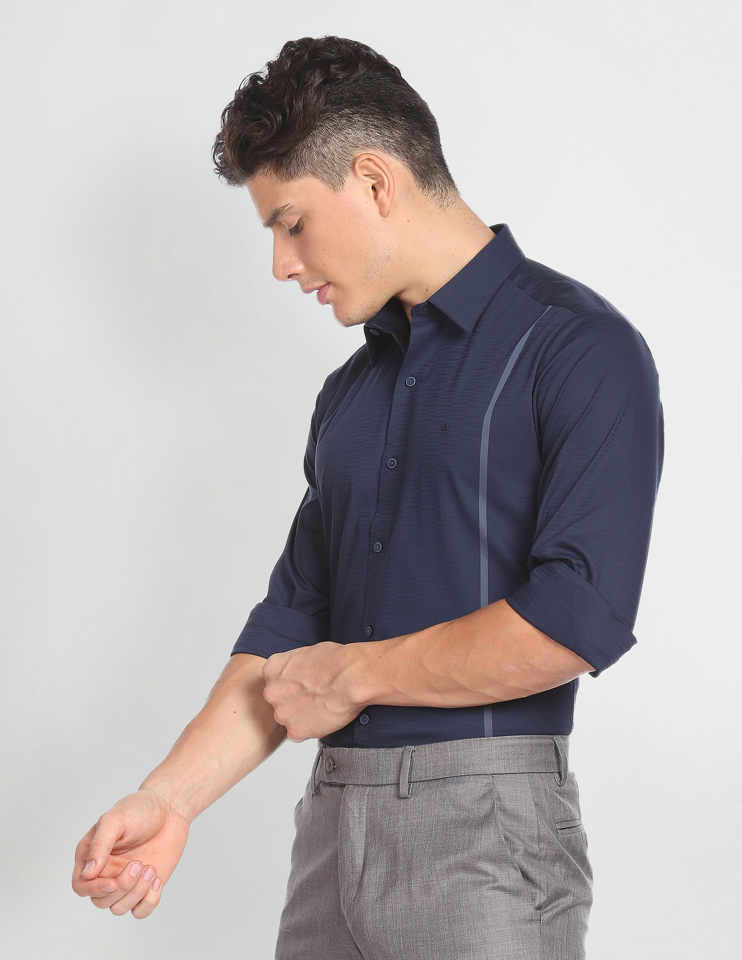 Arrow Newyork Self Design Twill Shirt