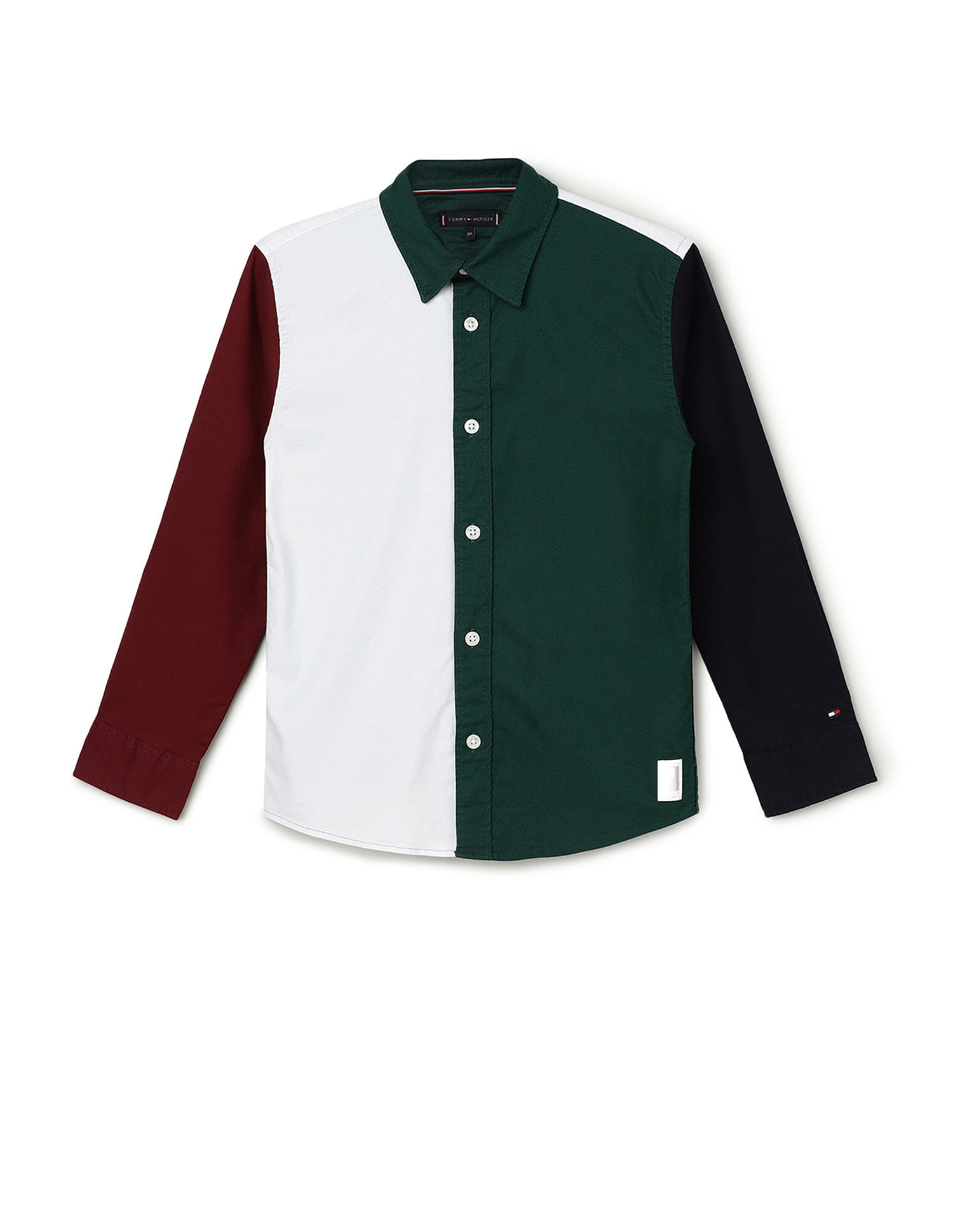 Tommy Hilfiger Kids Boys Spread Collar Colorblocked Shirt