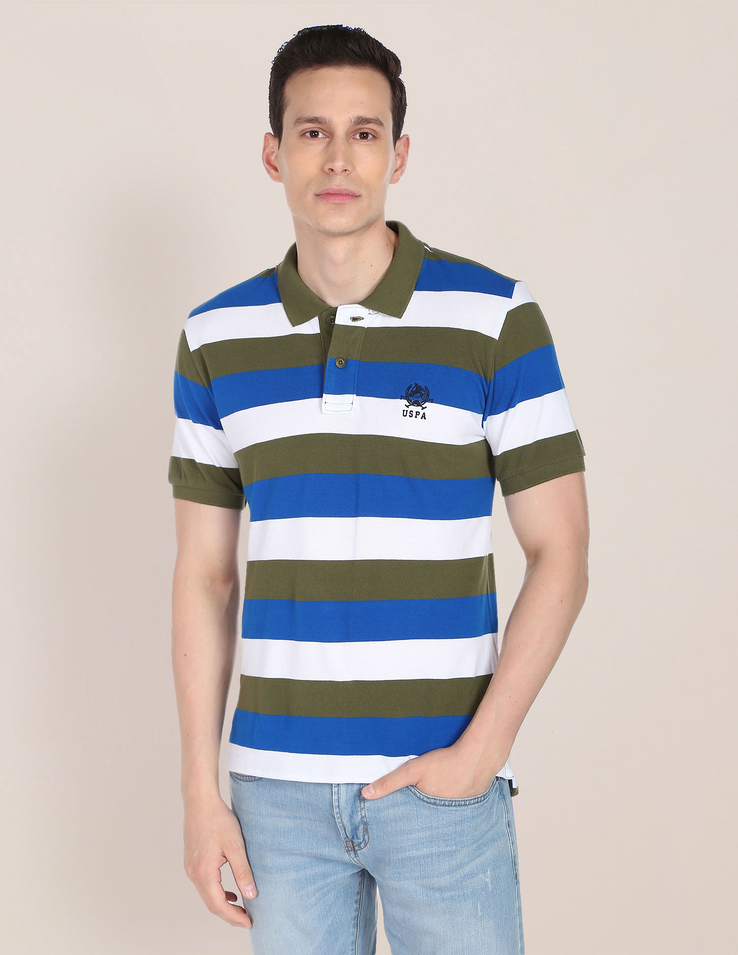 U.S. Polo Assn. Horizontal Stripe Cotton Polo Shirt