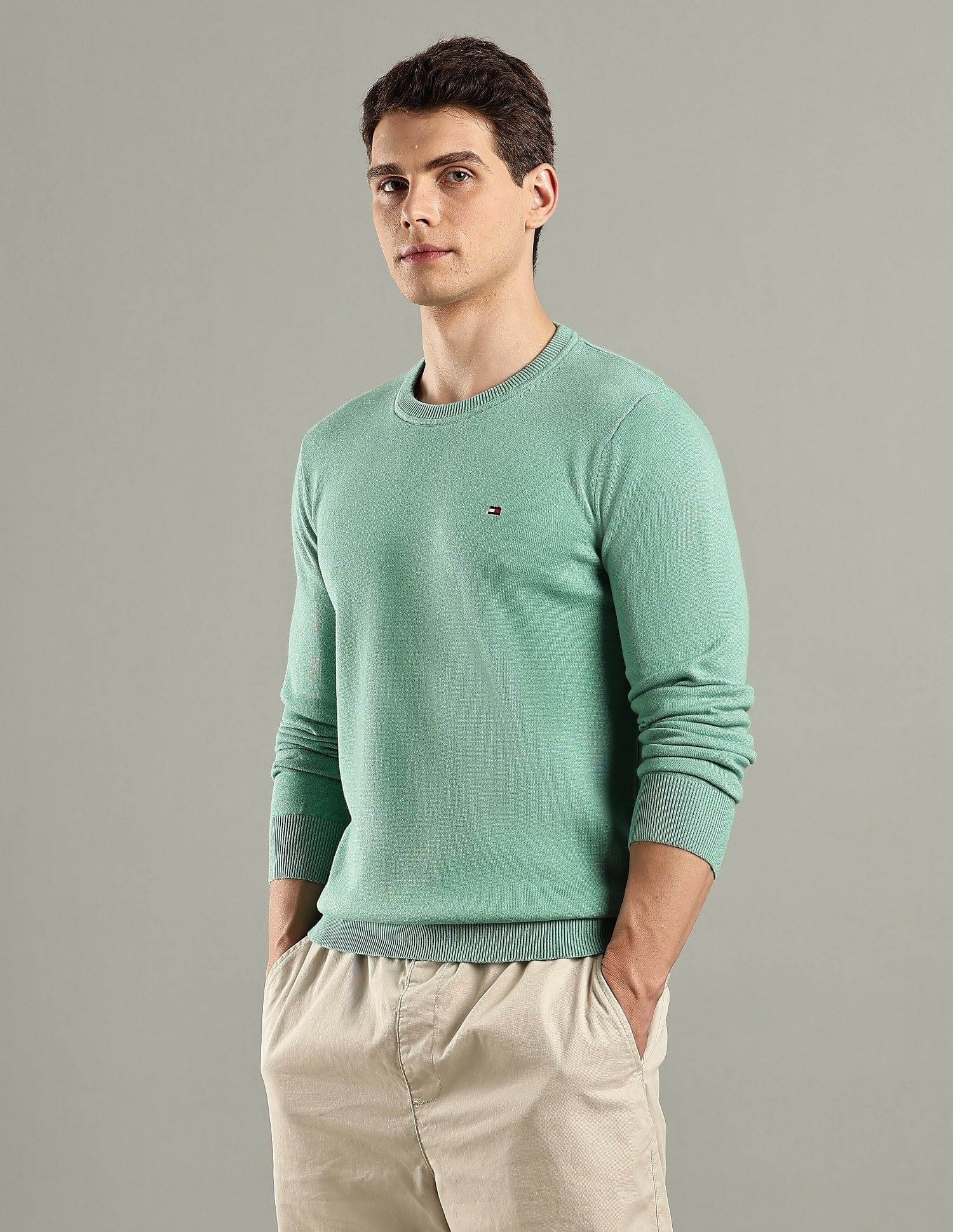 Tommy Hilfiger Solid Regular-Fit Cotton Sweater