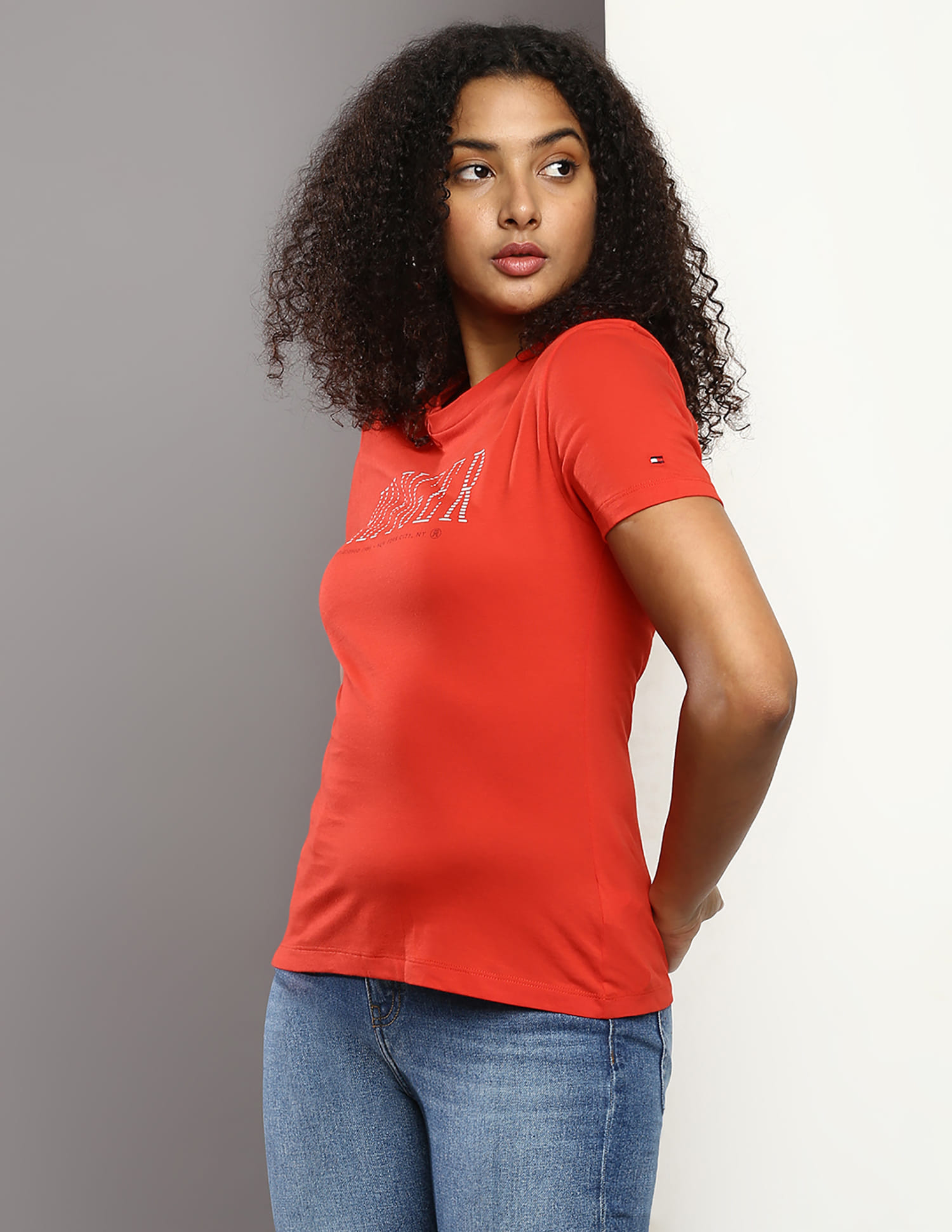 Buy Tommy Hilfiger Pure Cotton Brand Print Slim Fit T-Shirt