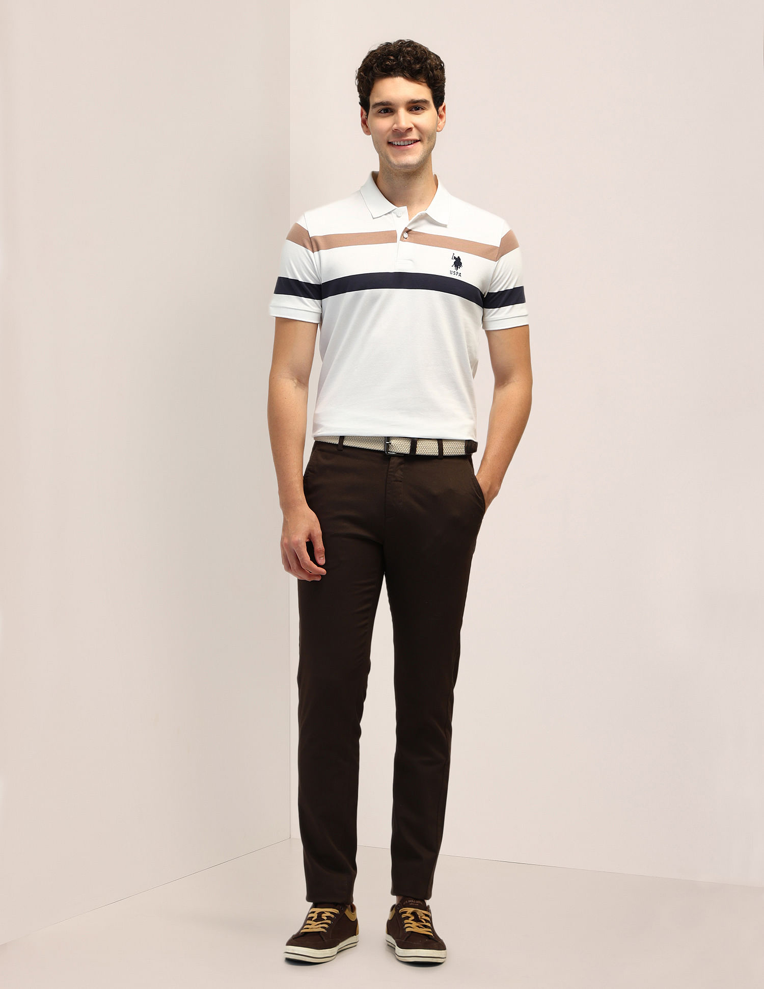 U.S. Polo Assn. Horizontal Striped Slim Fit Polo Shirt