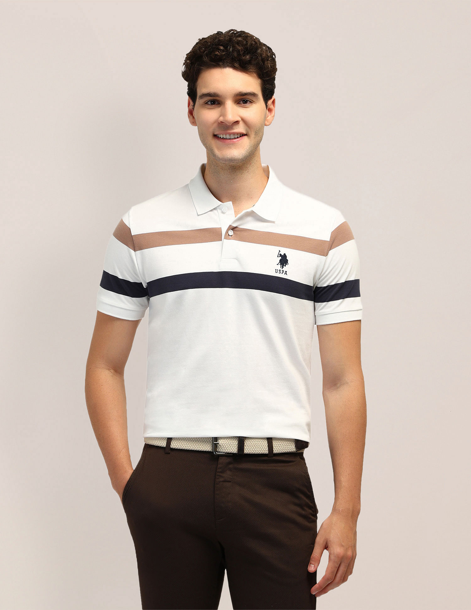 U.S. Polo Assn. Horizontal Striped Slim Fit Polo Shirt