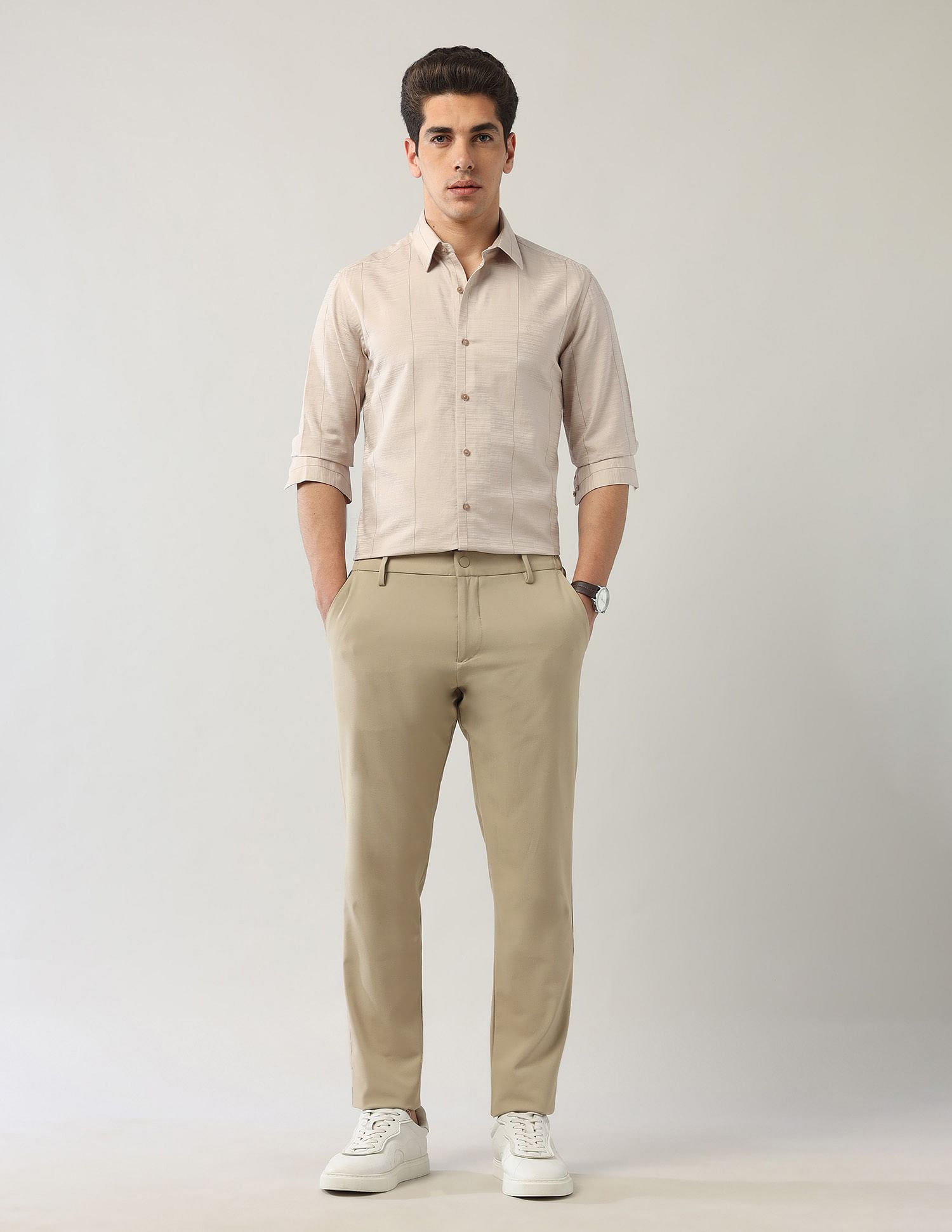 Arrow Newyork Manhattan Slim Fit Pure Cotton Satin Shirt