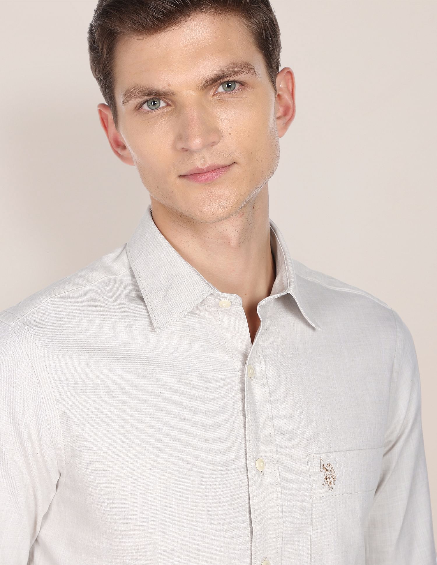 U.S. Polo Assn. Dobby Heathered Cotton Casual Shirt