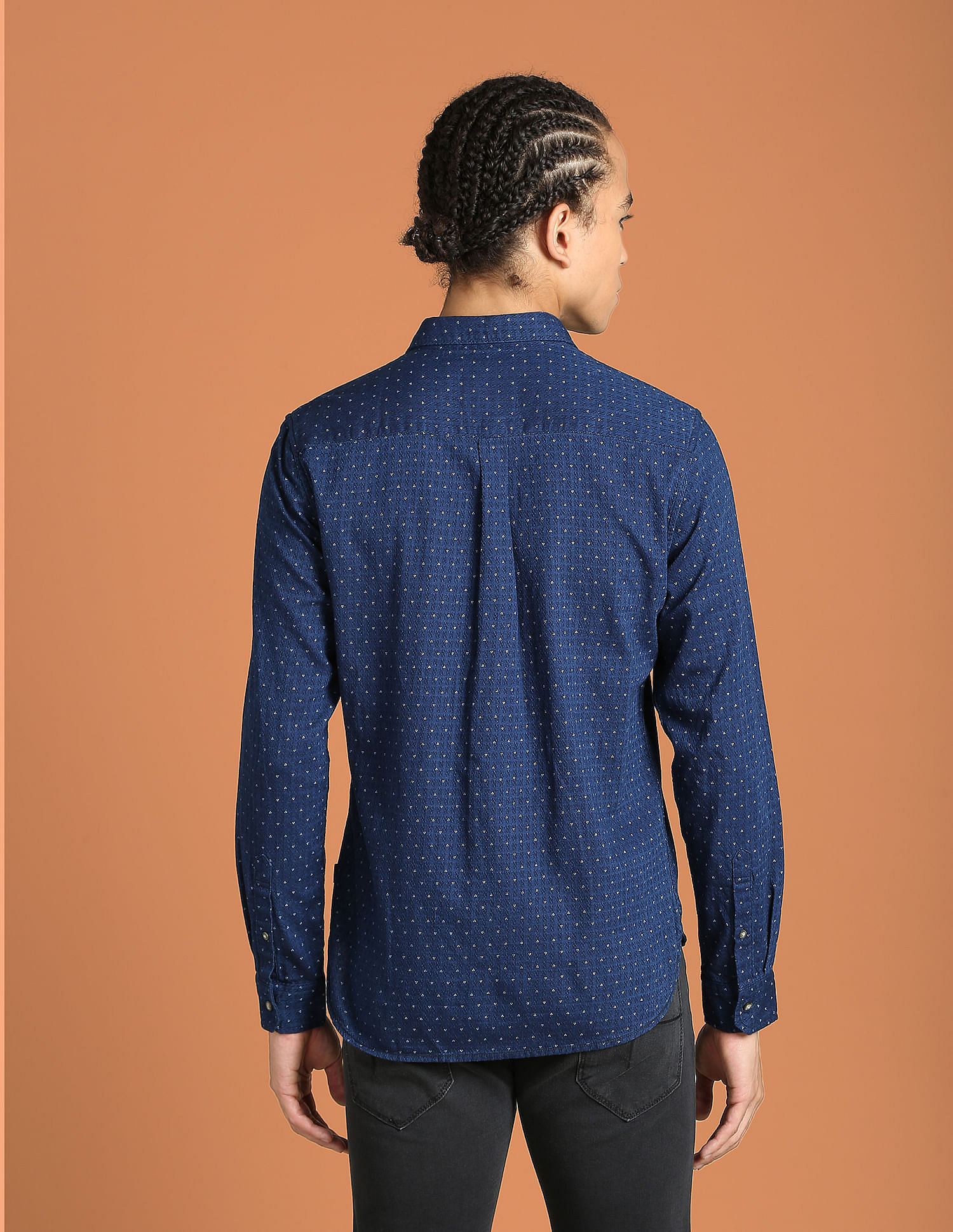 Flying Machine Patterned Print Twill Cotton Shirt