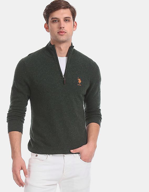 green half zip sweater