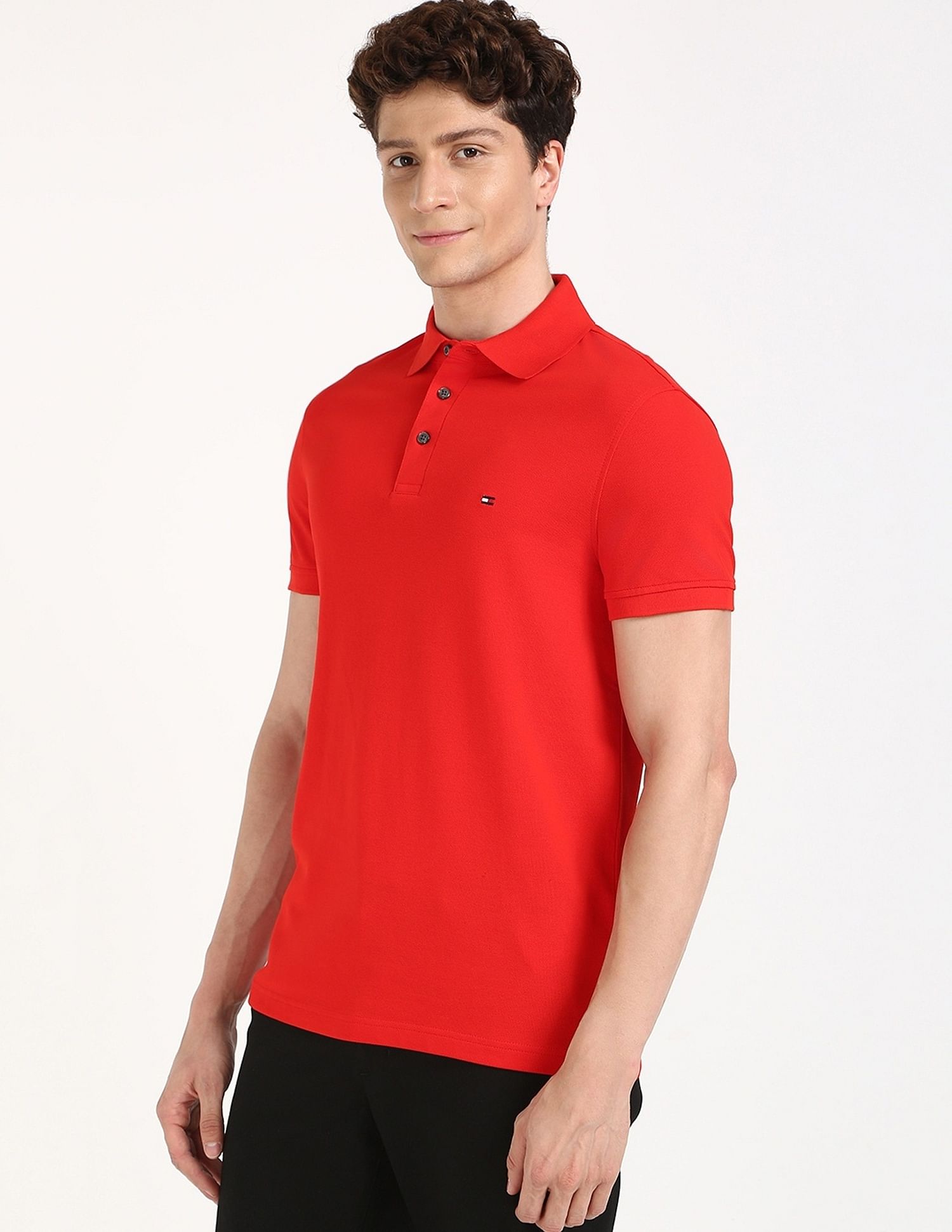 Tommy Hilfiger Solid Slim-Fit Cotton Polo Shirt