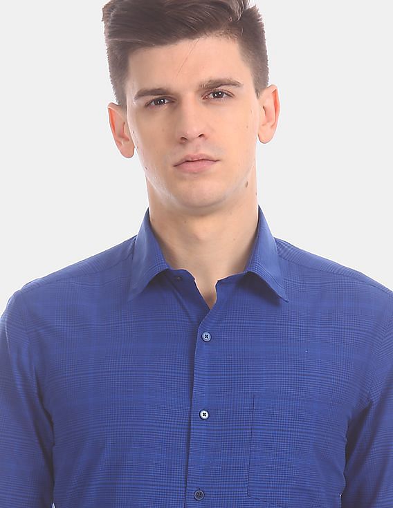 Arrow Newyork Slim Fit Barrel Cuff All Over Check Formal Shirt