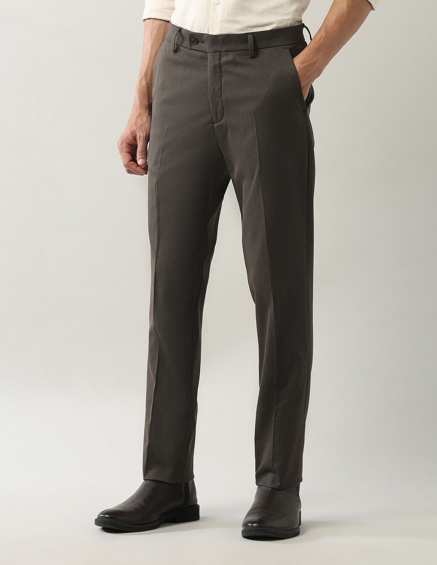 Arrow Mid Rise Smart Flex Dobby Trousers