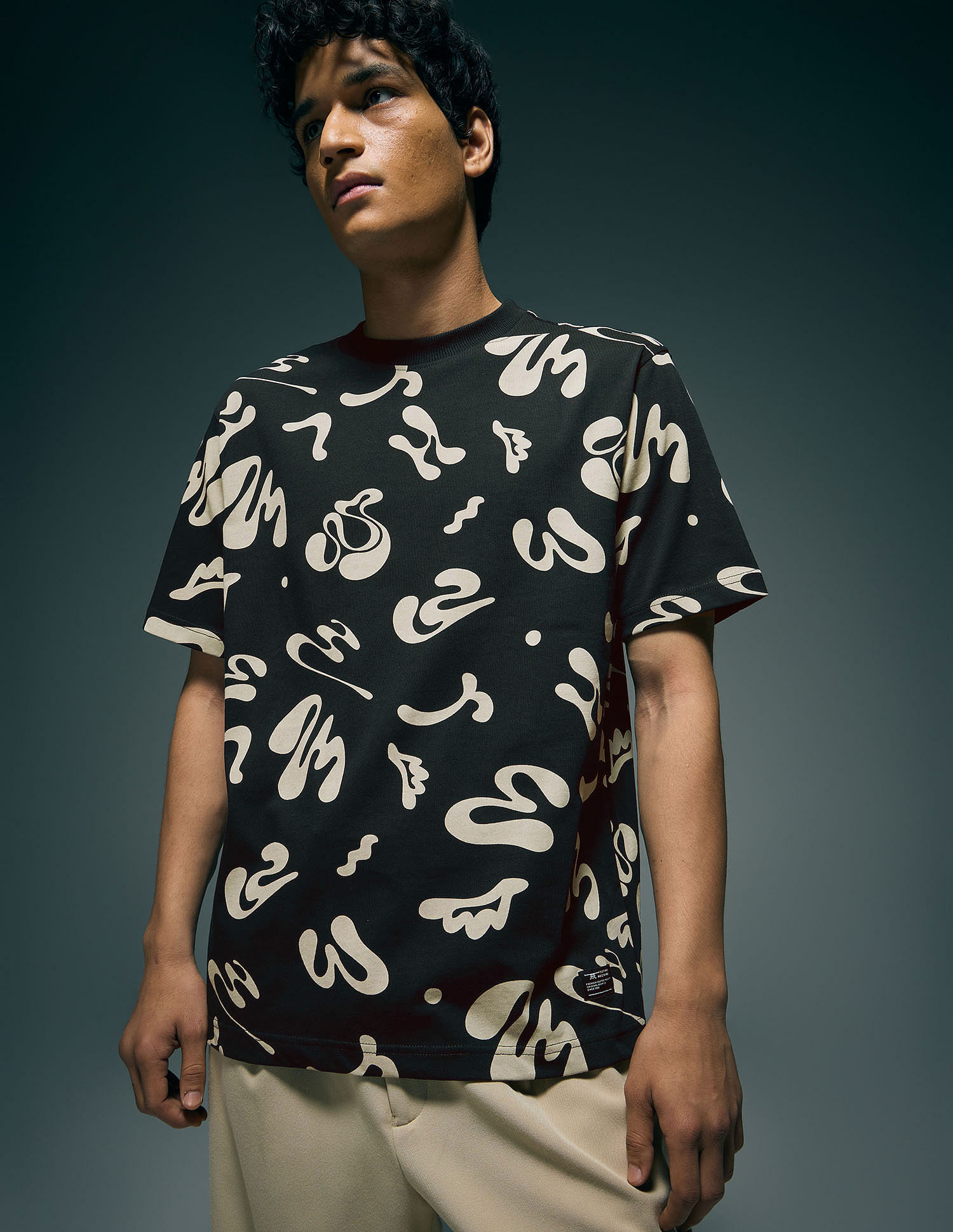Flying Machine Abstract Printed Relaxed Fit T-Shirt