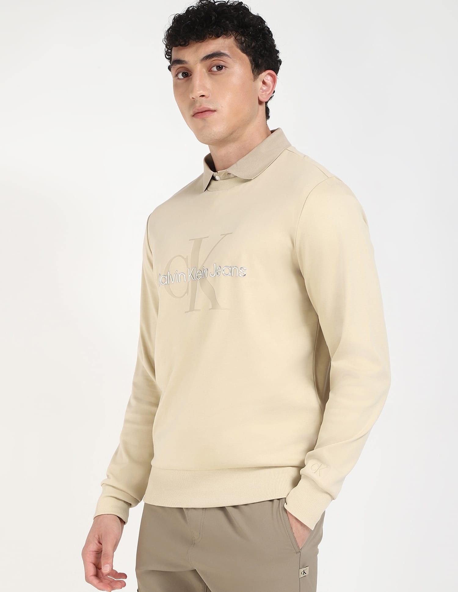 Jeans Sweat Calvin Klein Beige Buy Calvin Klein Jeans Logo Relaxed - Main Image