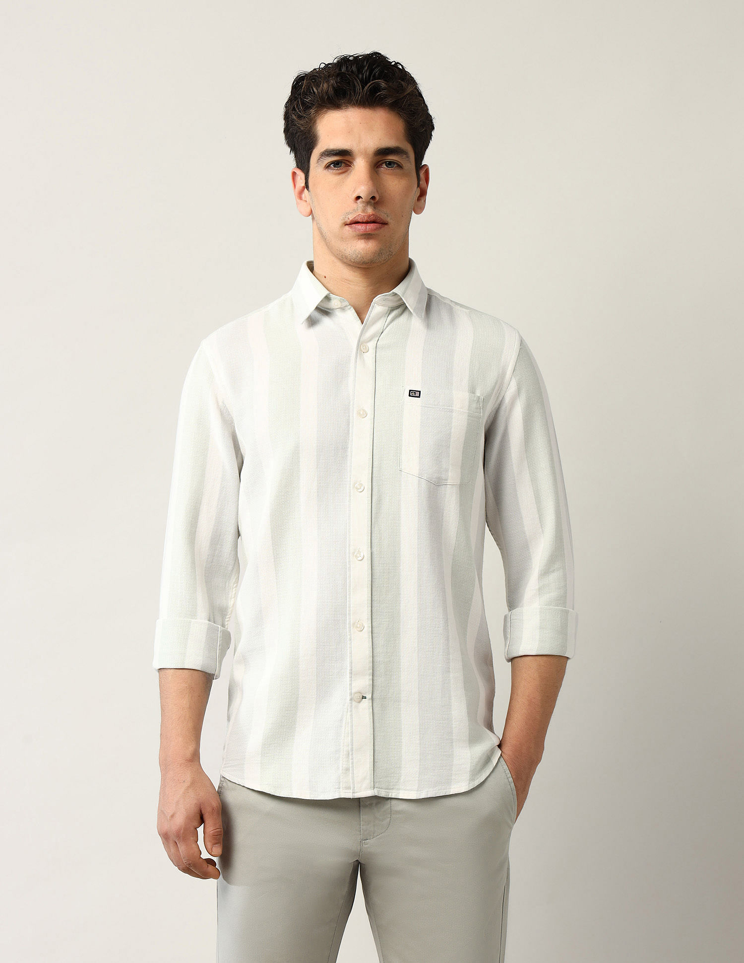 Arrow Sport Vertical Striped Slim Fit Shirt
