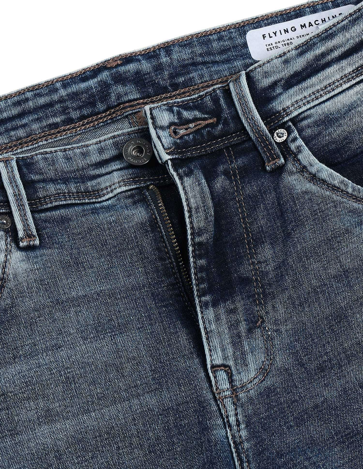 Flying Machine Slash Slim Tapered Fit Washed Jeans