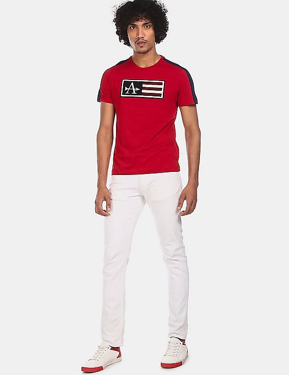 Arrow Sports Contrast Panel Logo Applique T-Shirt