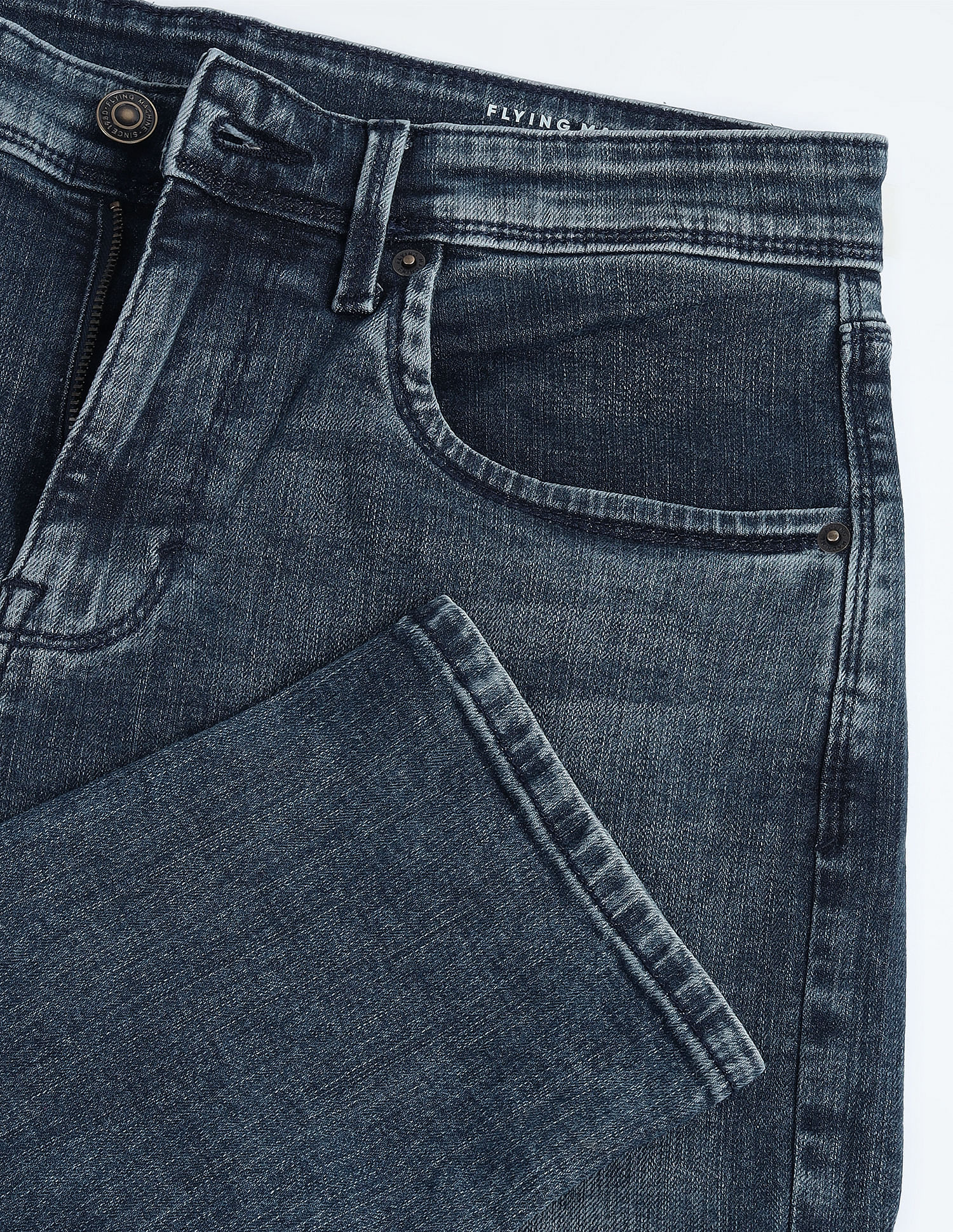Flying Machine Slash Slim Tapered Mid Rise Jeans