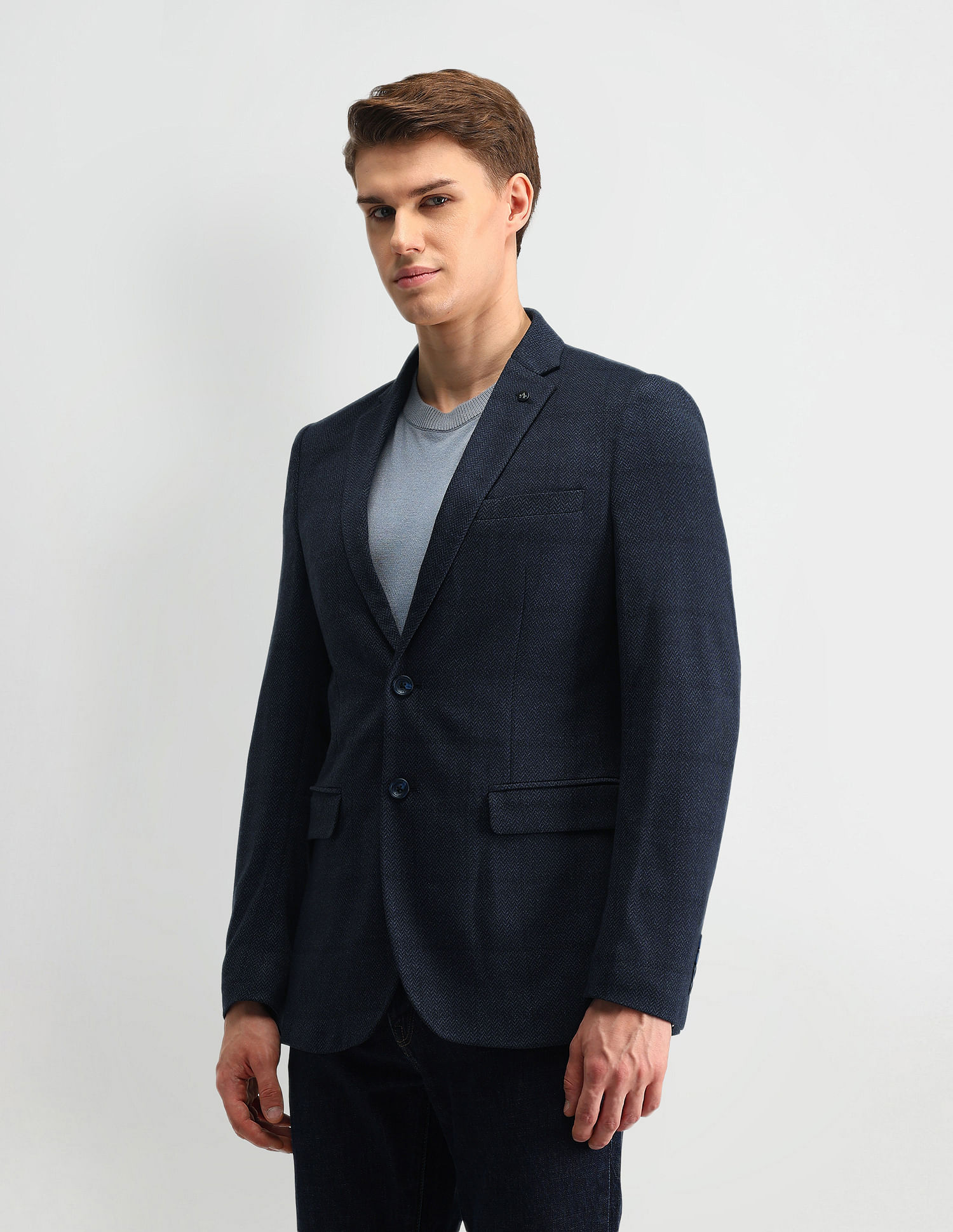 Arrow Zero Calorie Slim Fit Herringbone Blazer