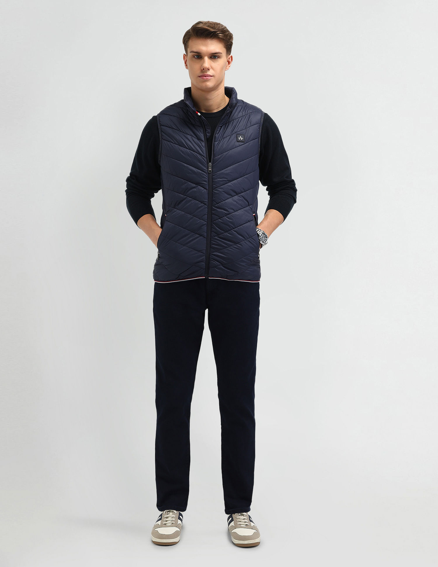 Arrow Sport Solid Regular Fit Reversible Packable Jacket