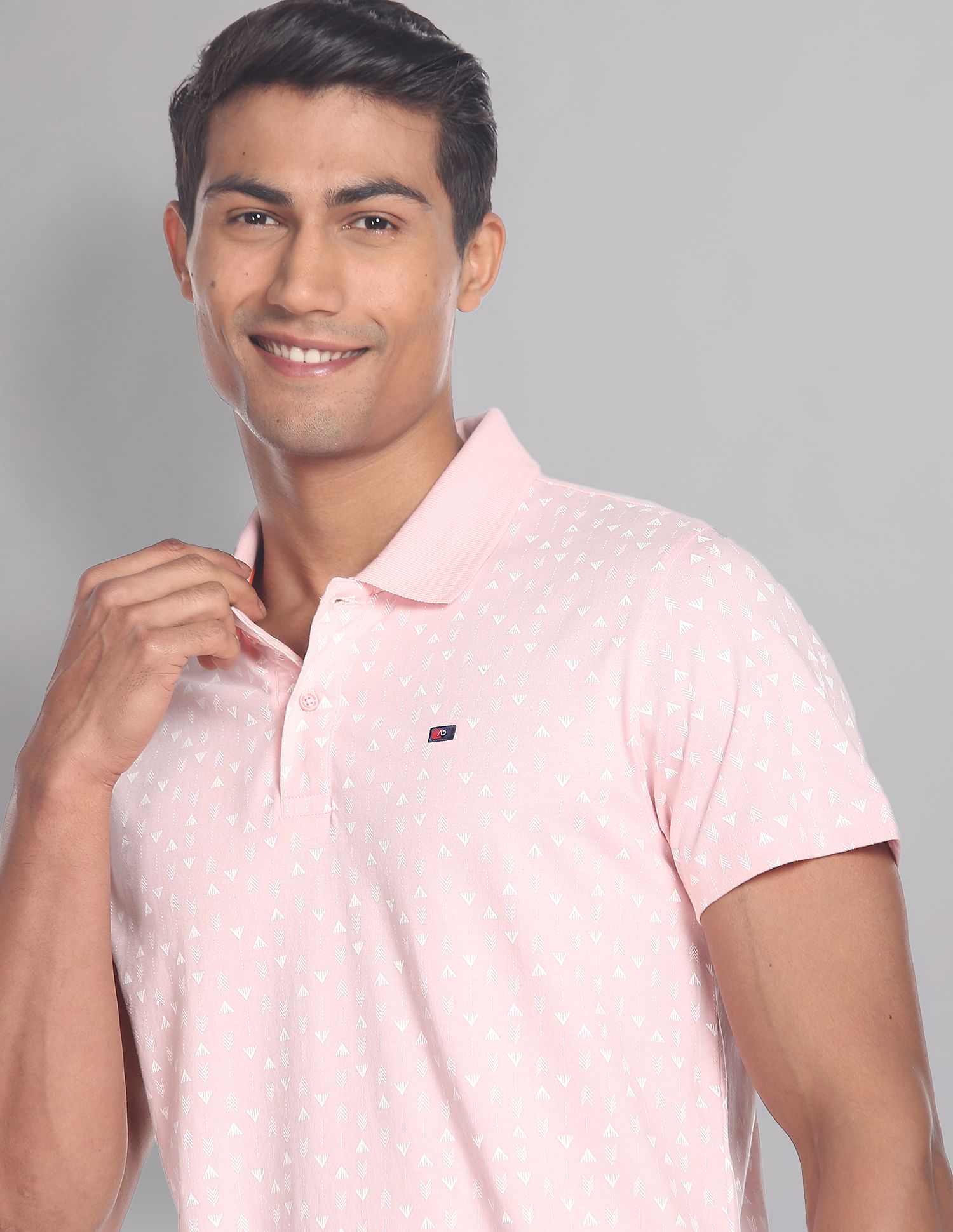 AD by Arvind Geometric Print COOL-IT Real Deal Polo Shirt