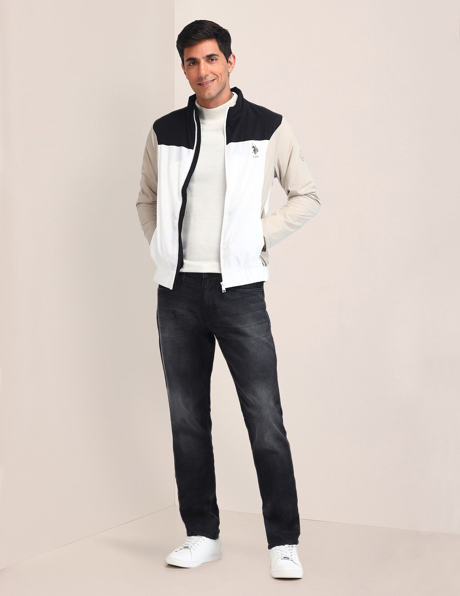 U.S. Polo Assn. Colour Blocked Regular Fit Jacket