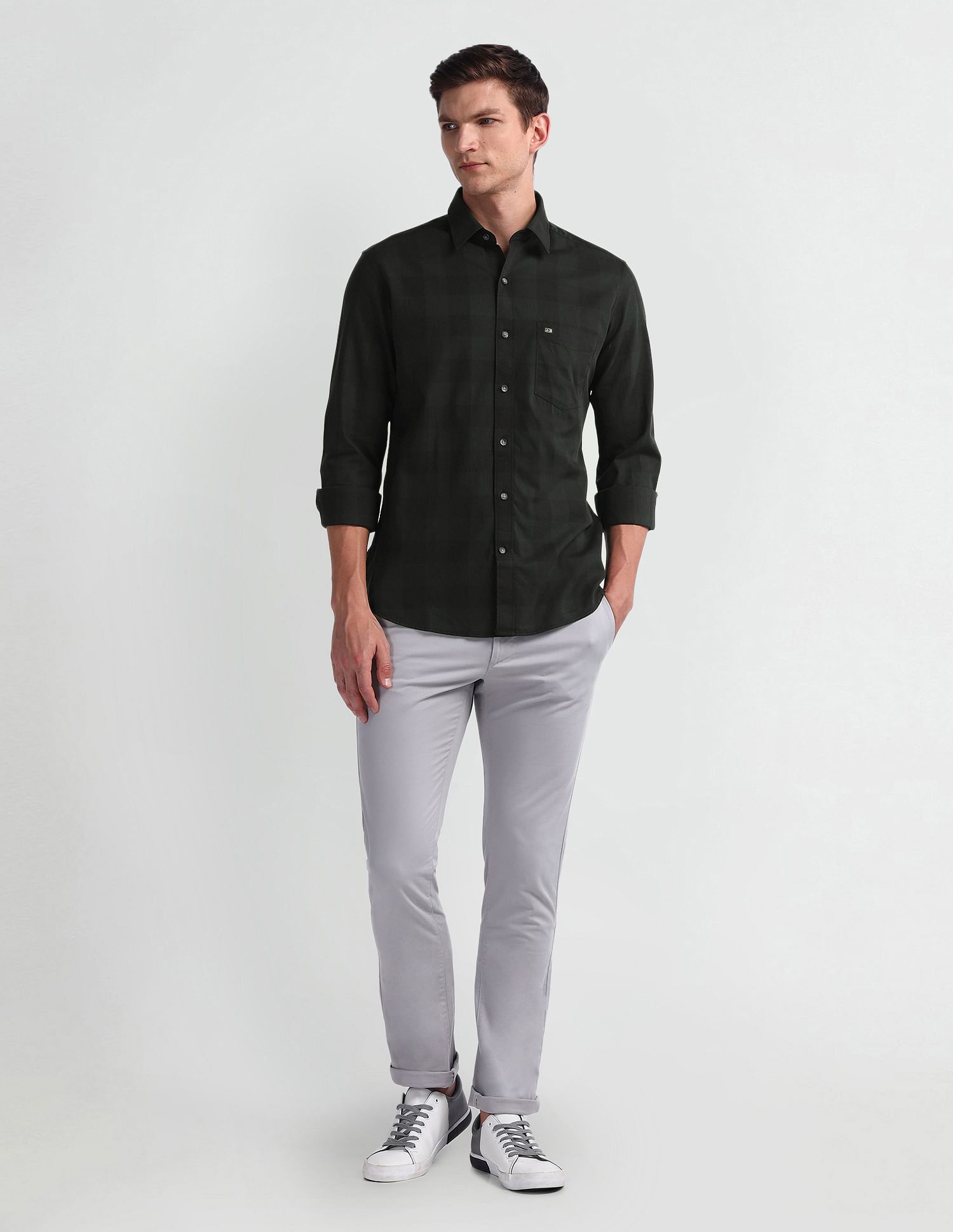 Arrow Sport Buffalo Checked Manhattan Slim Shirt