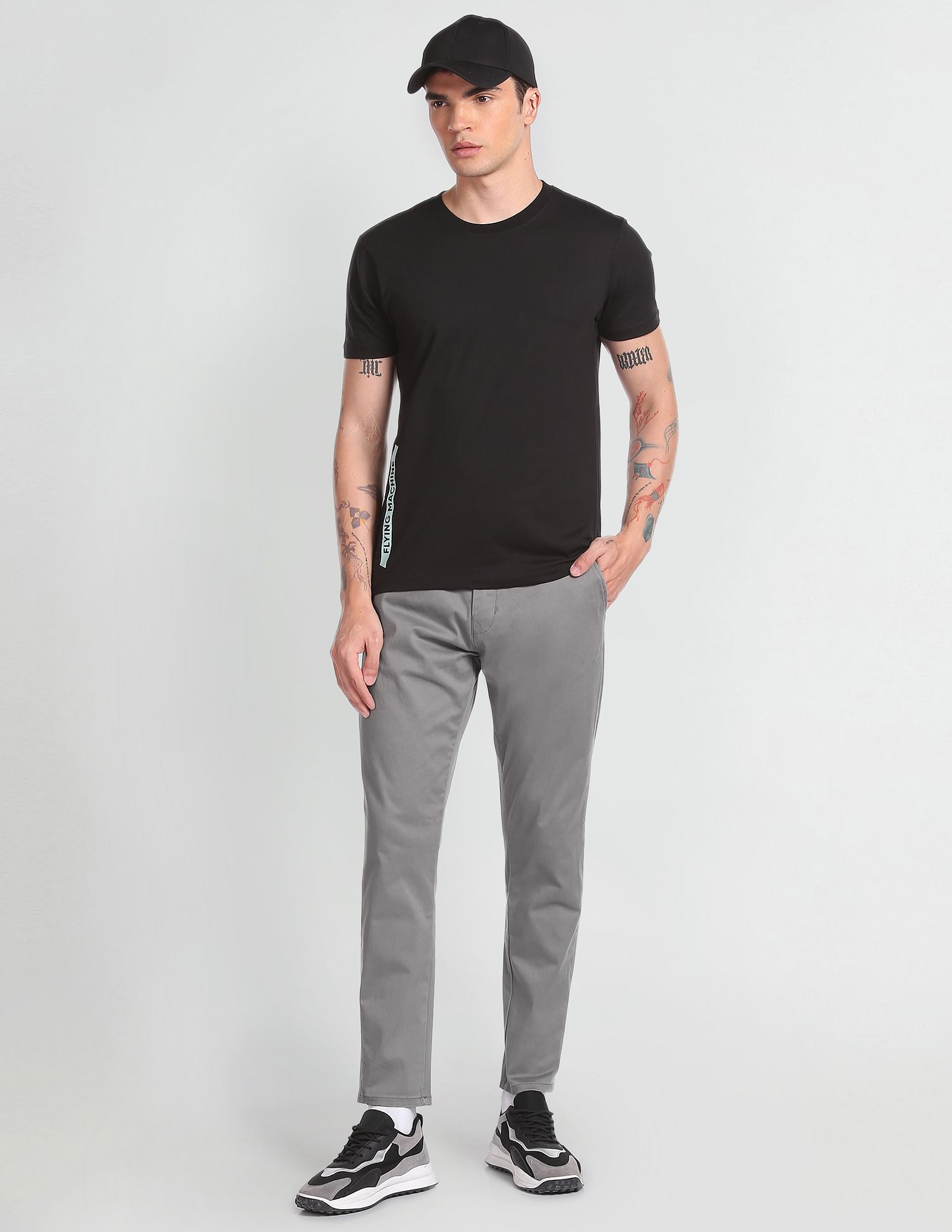 Flying Machine Mid Rise Slim Tapered Trousers