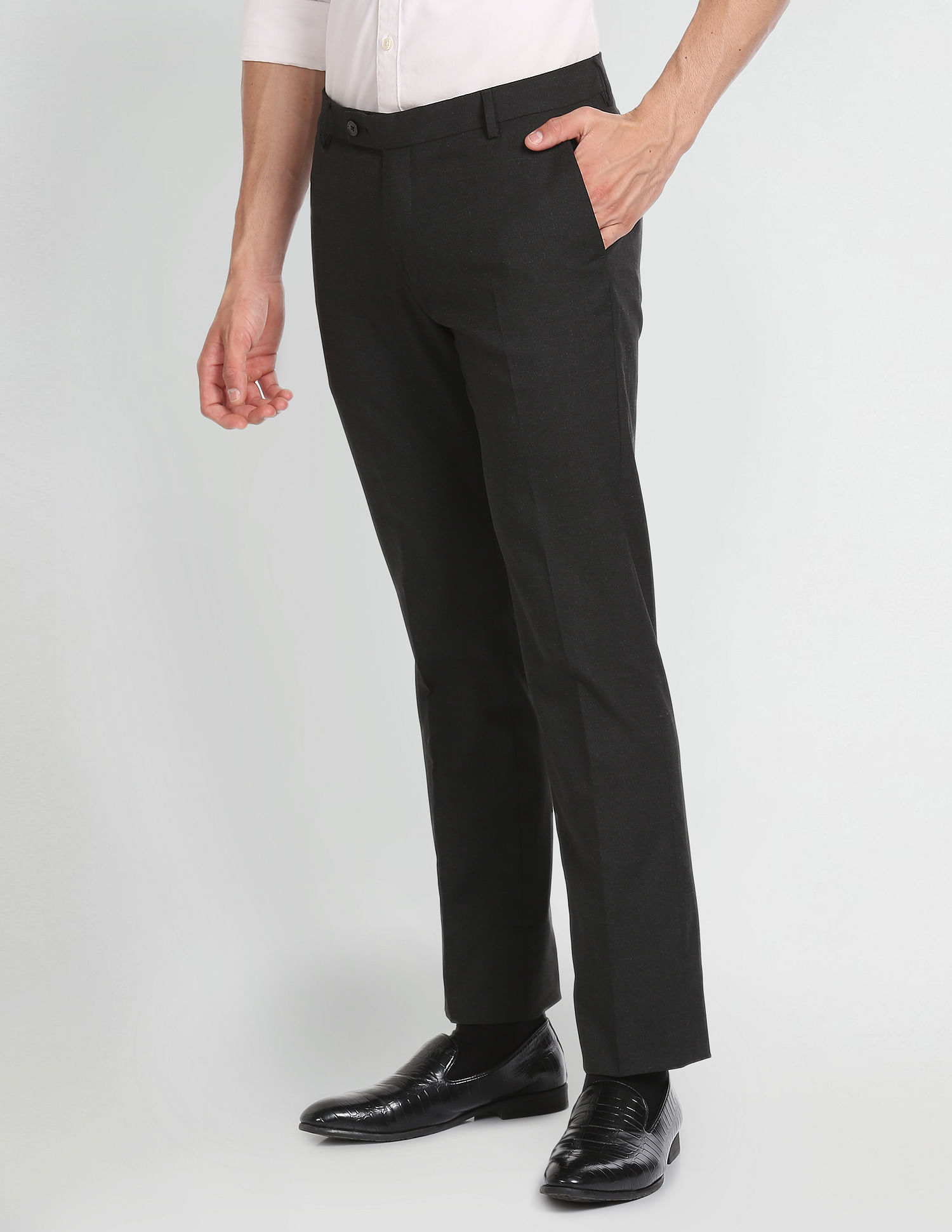 Arrow Heathered Hudson Tailored Regular Fit Trousers