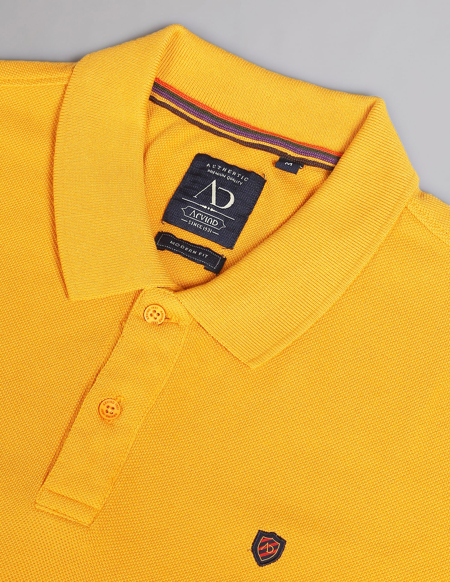 AD by Arvind Cotton Solid Polo Shirt