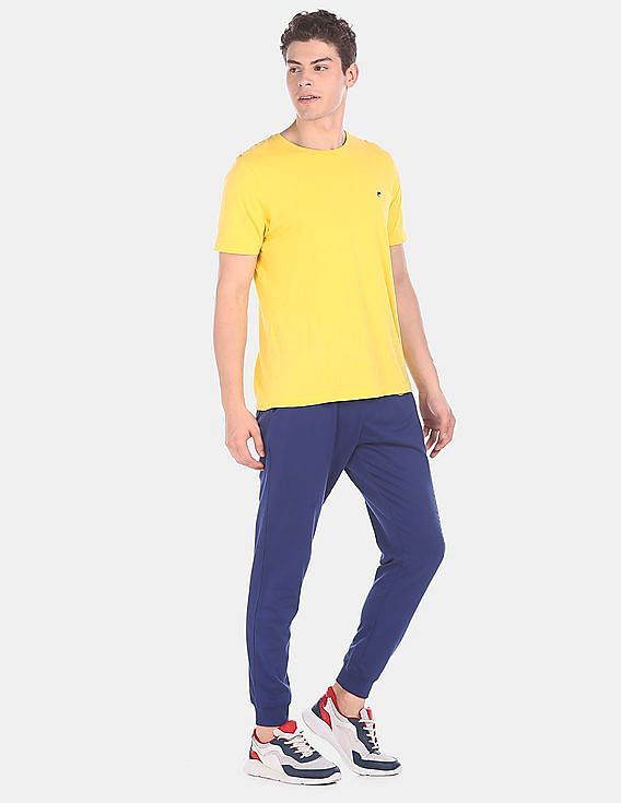 Flying Machine Men Blue Elasticized Drawstring Waist Printed Joggers