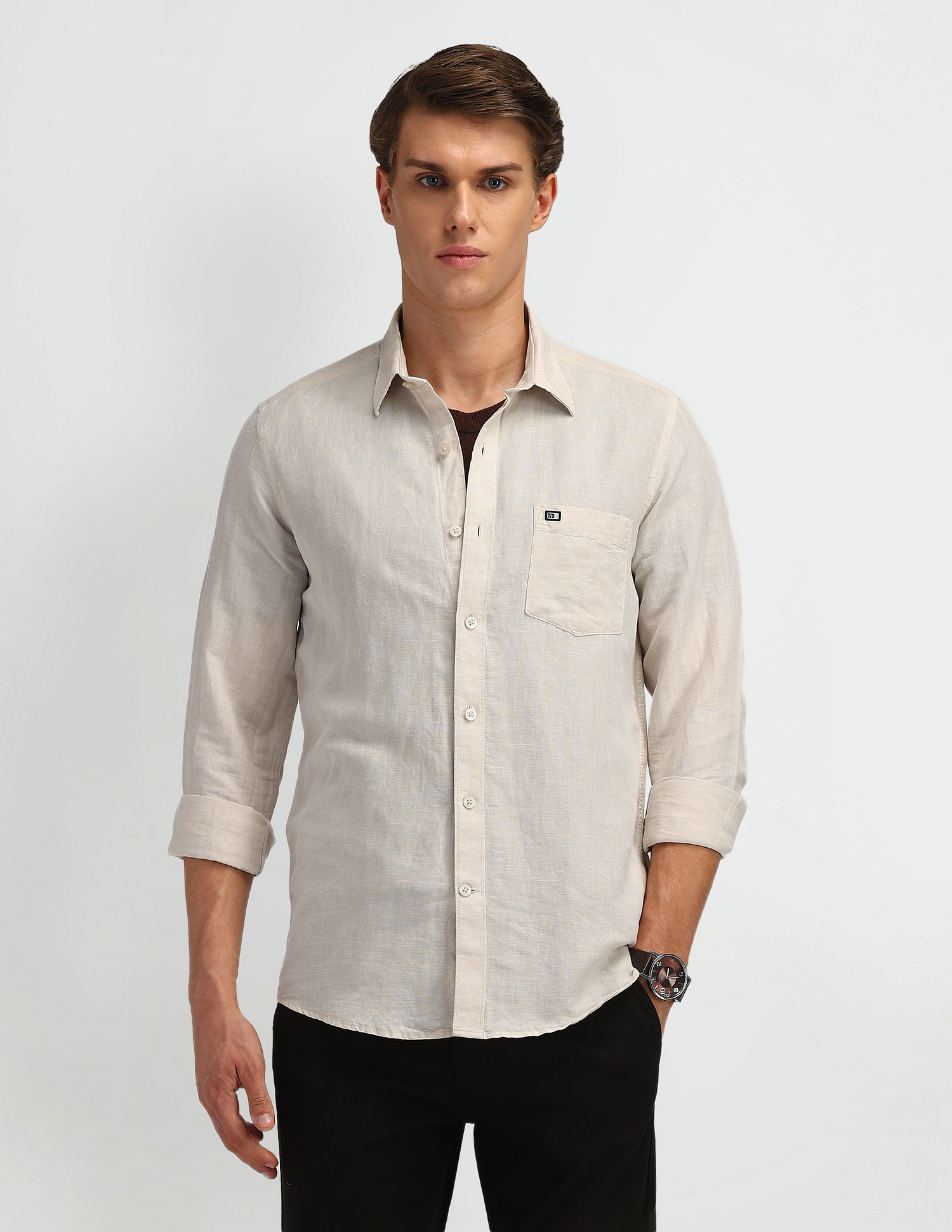 Arrow Sport Solid Manhattan Slim Fit Shirt