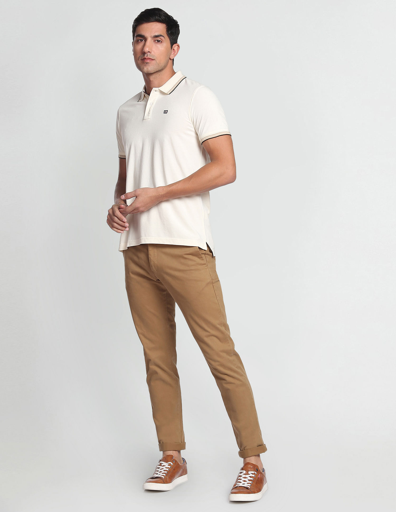 Arrow Sports Patterned Collar Cotton Polo Shirt