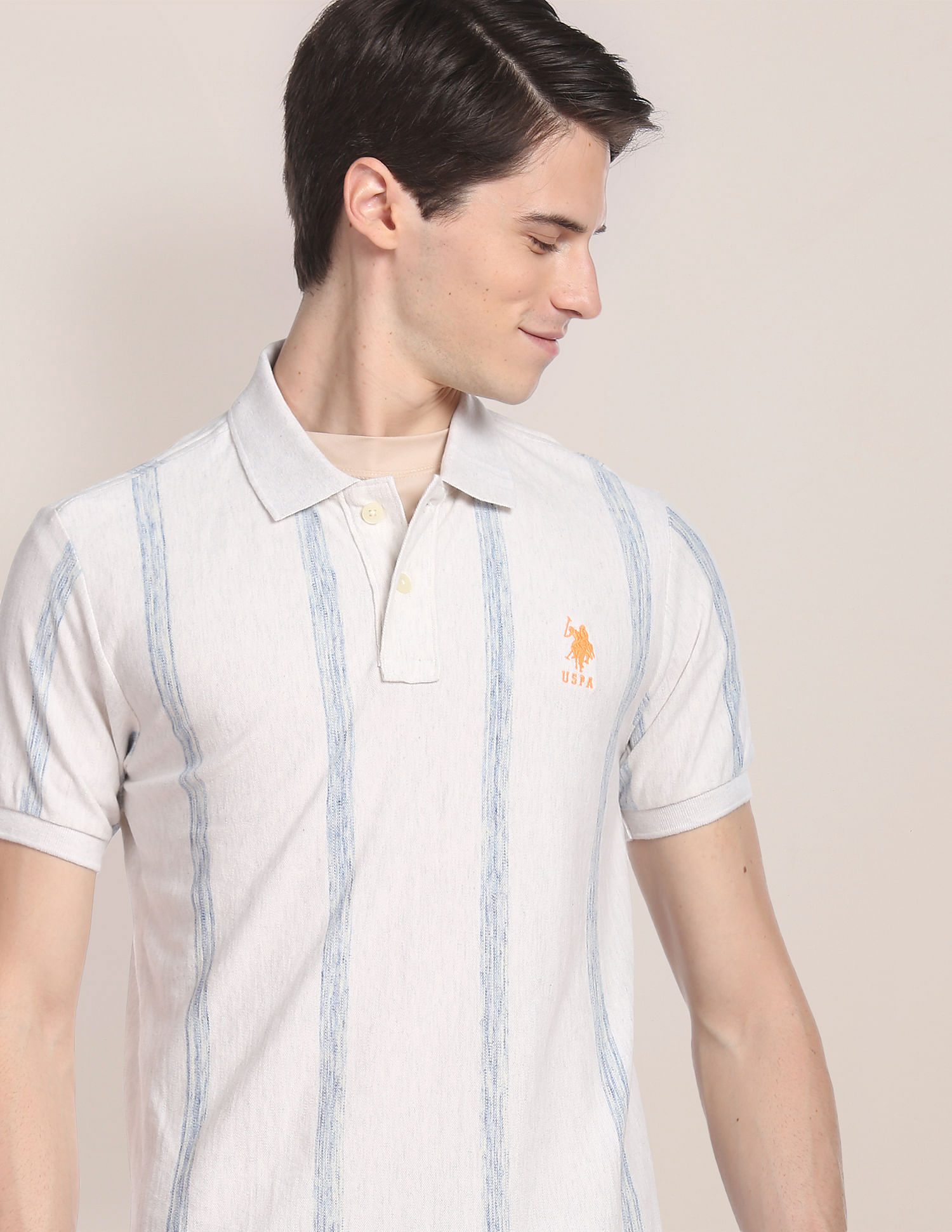 U.S. Polo Assn. Vertical Stripe Birdseye Polo Shirt