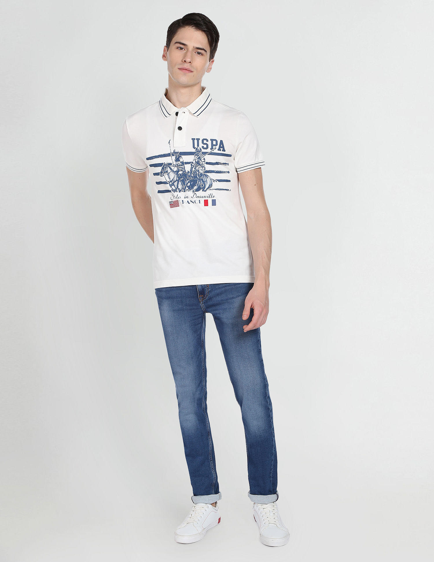U.S. Polo Assn. Denim Co. Brand Print Pique Polo Shirt