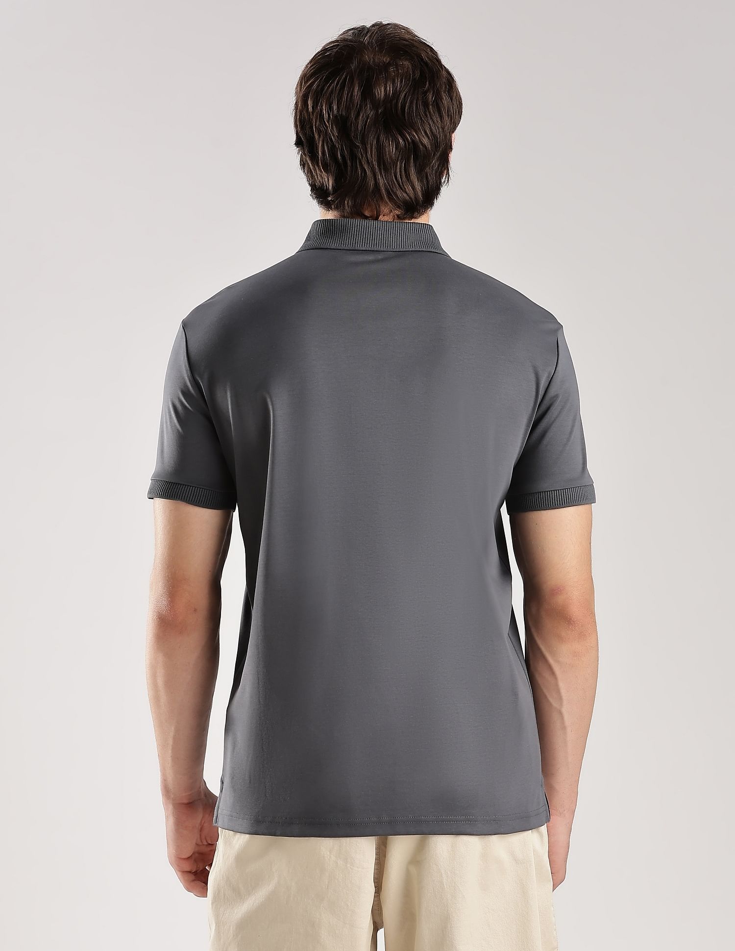 Calvin Klein Jeans Solid Regular-Fit Cotton Polo T-Shirt