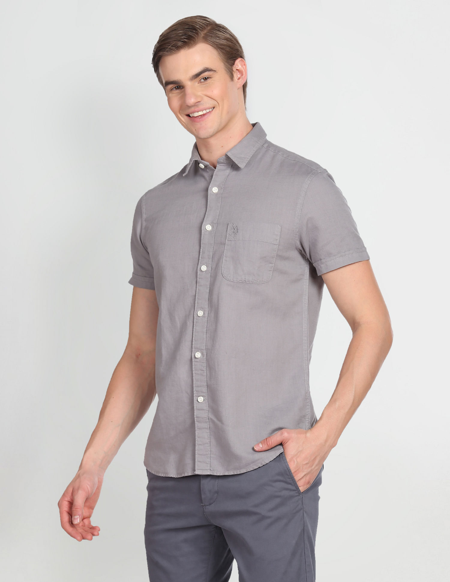 Buy U.S. Polo Assn. Short Sleeve Pure Linen Shirt - NNNOW.com