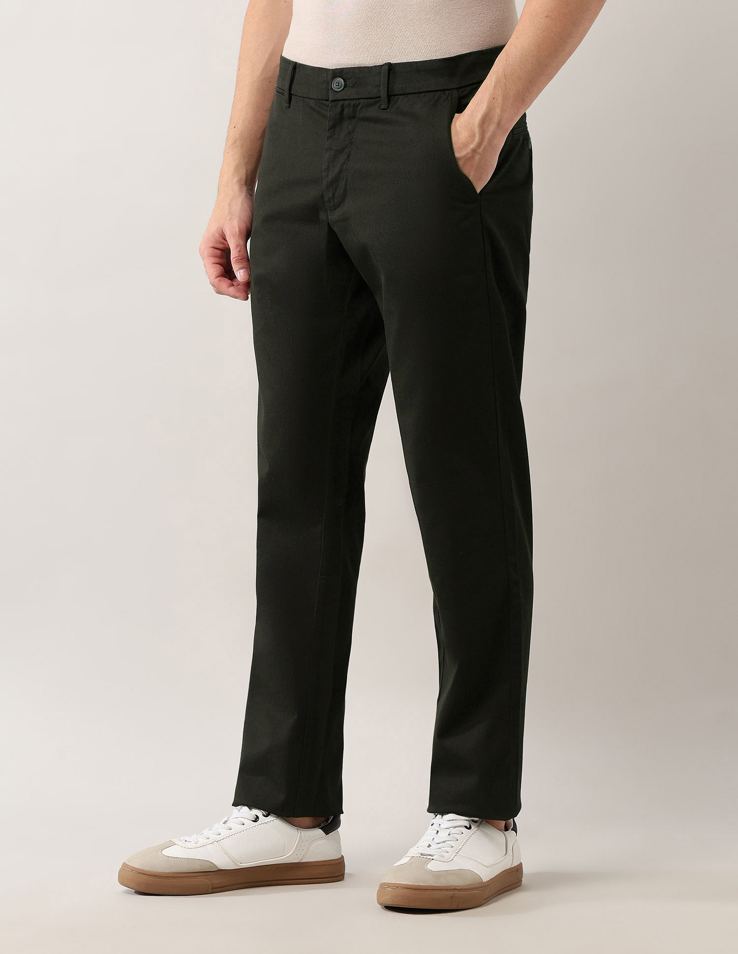 Arrow Sport Mid Rise Slim Fit Trousers