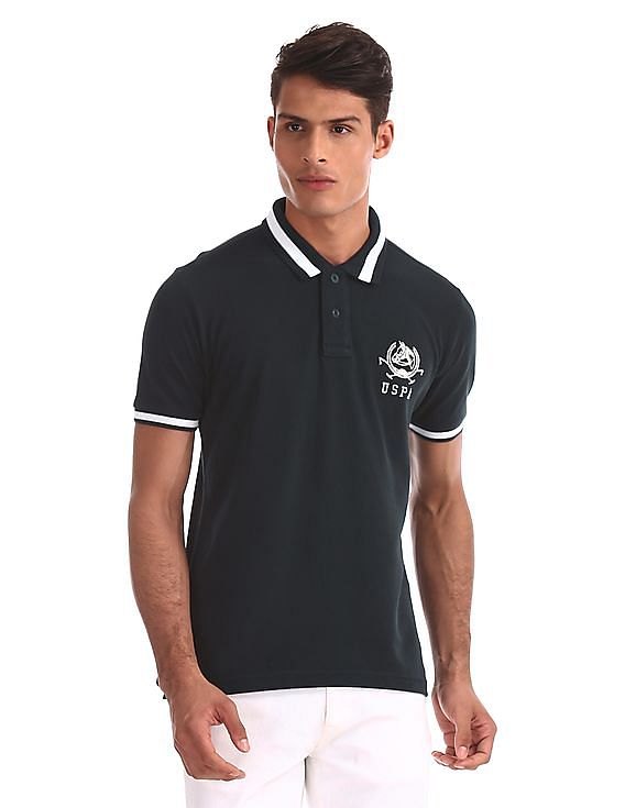U.S. Polo Assn. Blue Cotton Pique Polo Shirt