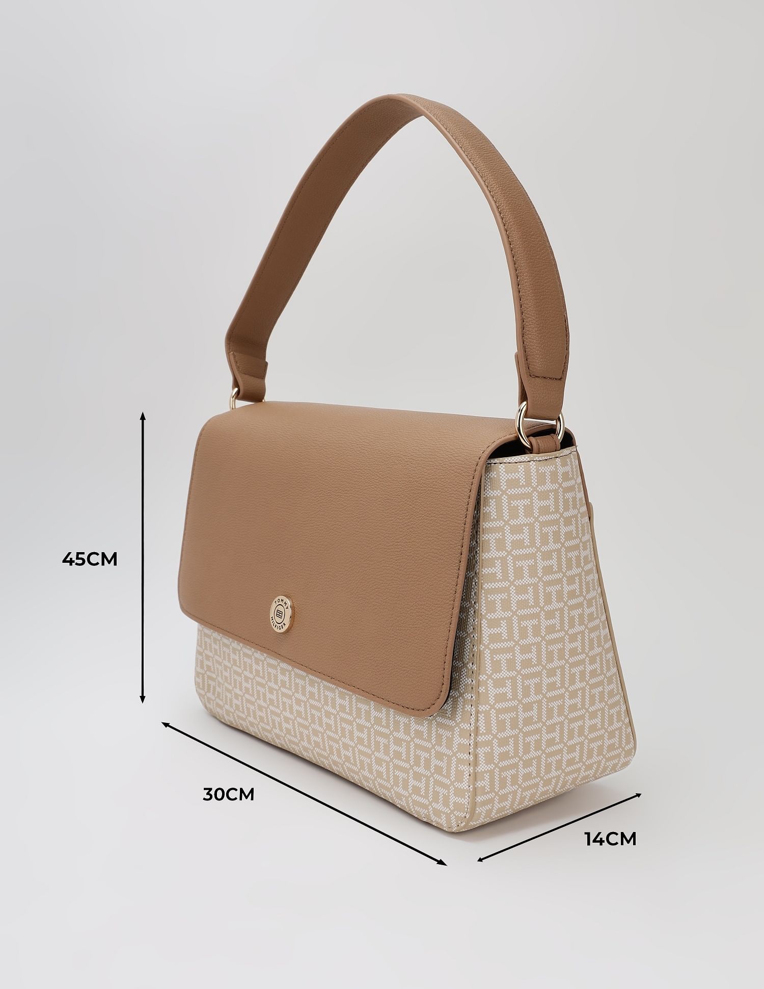 Tommy Hilfiger Logo Beige Pvc Hand Bag
